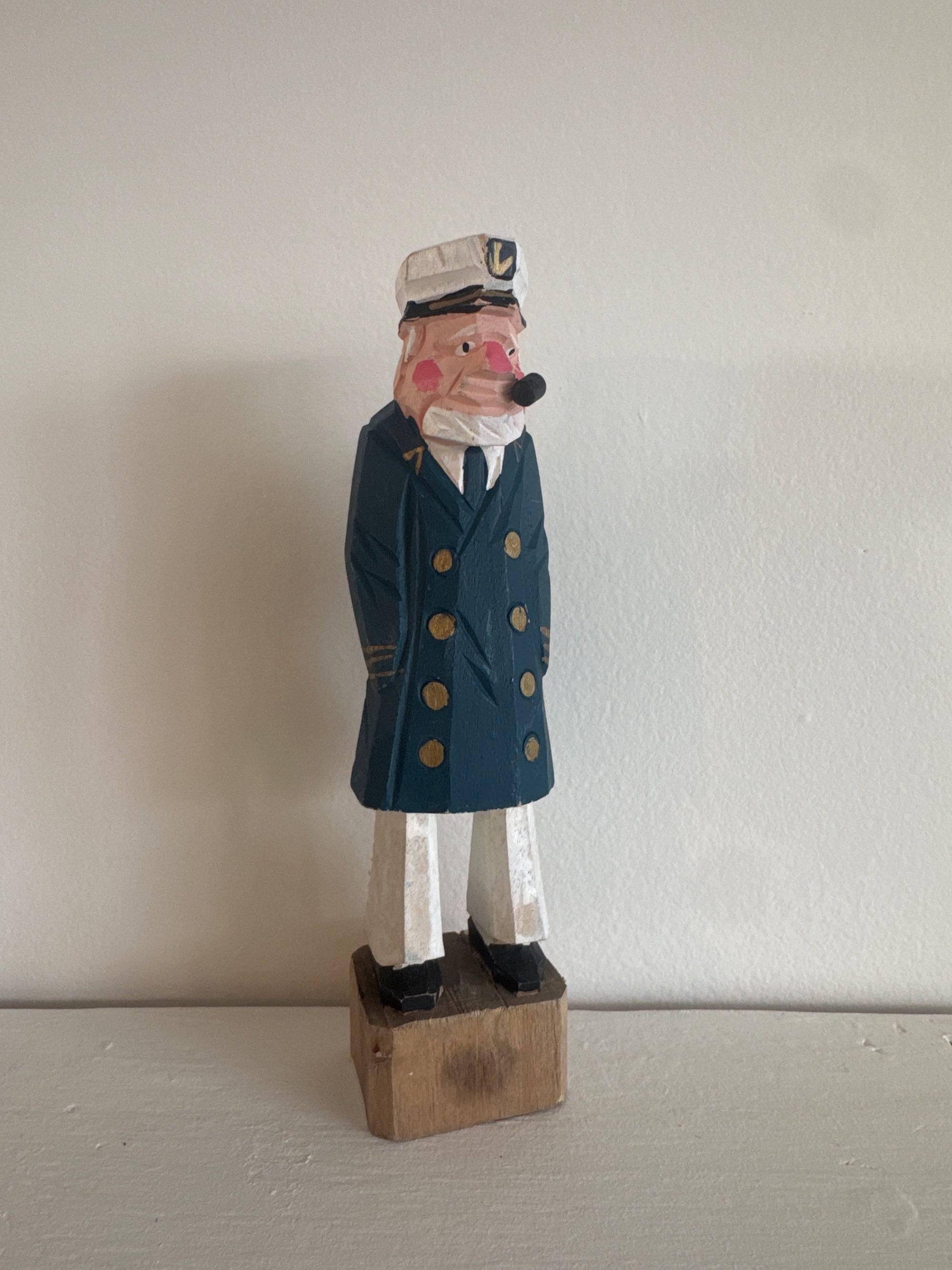 Vintage Handcarved Fisherman - Navy Peacoat