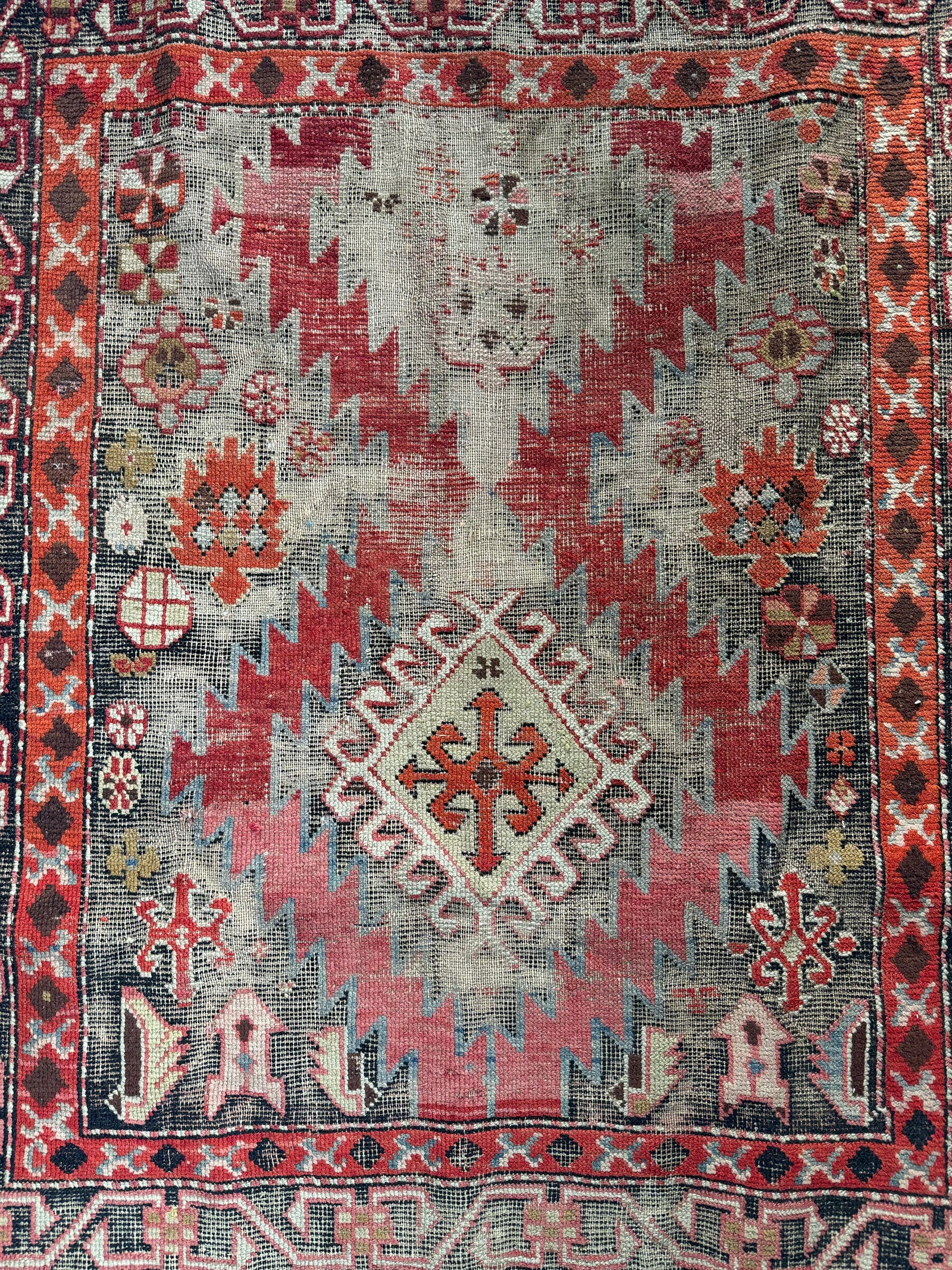 Vintage Worn In Rug - Pink + Orange