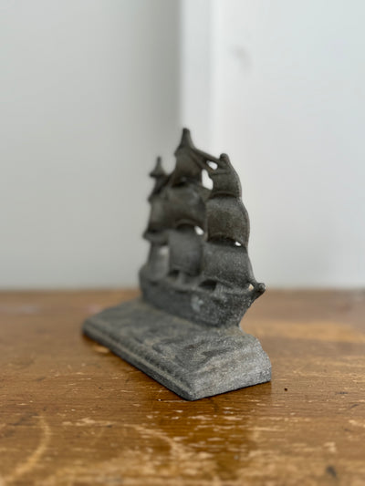 Vintage Aluminum Clipper Ship Book End