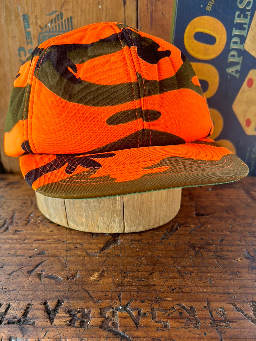 Vintage Buck Bay Safety Orange Camo Hat