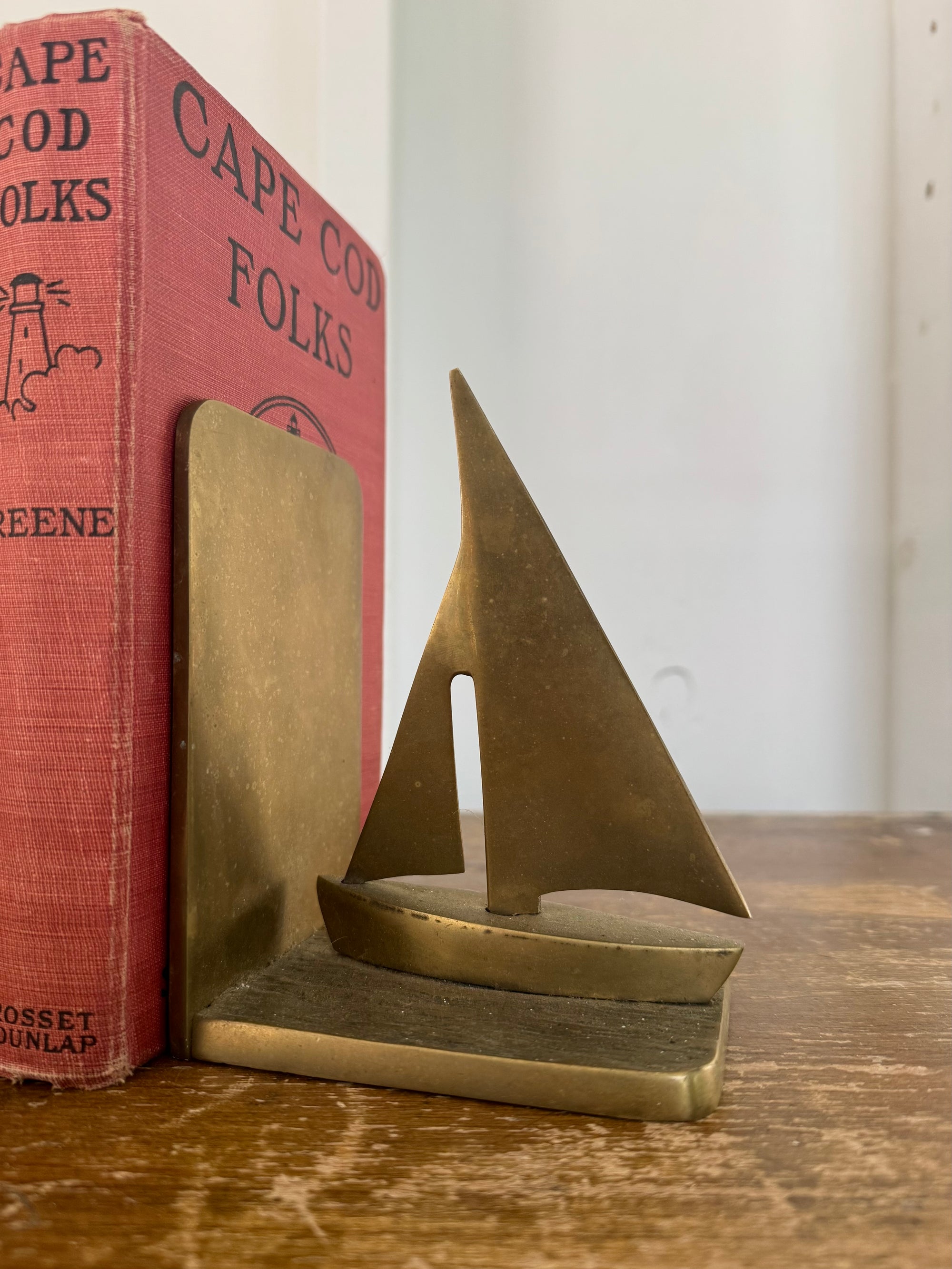 Vintage Brass Sailboat Bookends