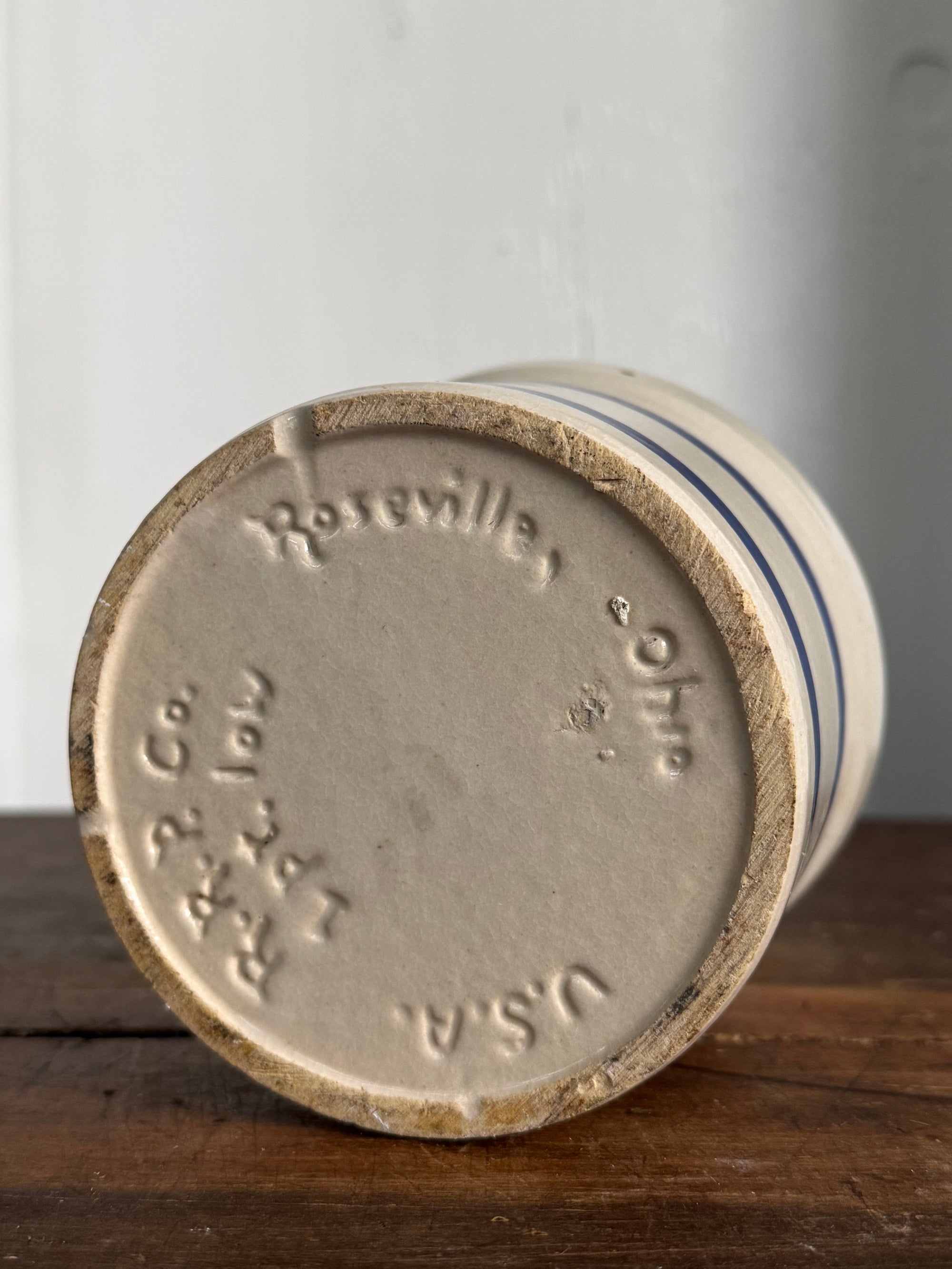 VTG Roseville Ohio Blue Striped Crock