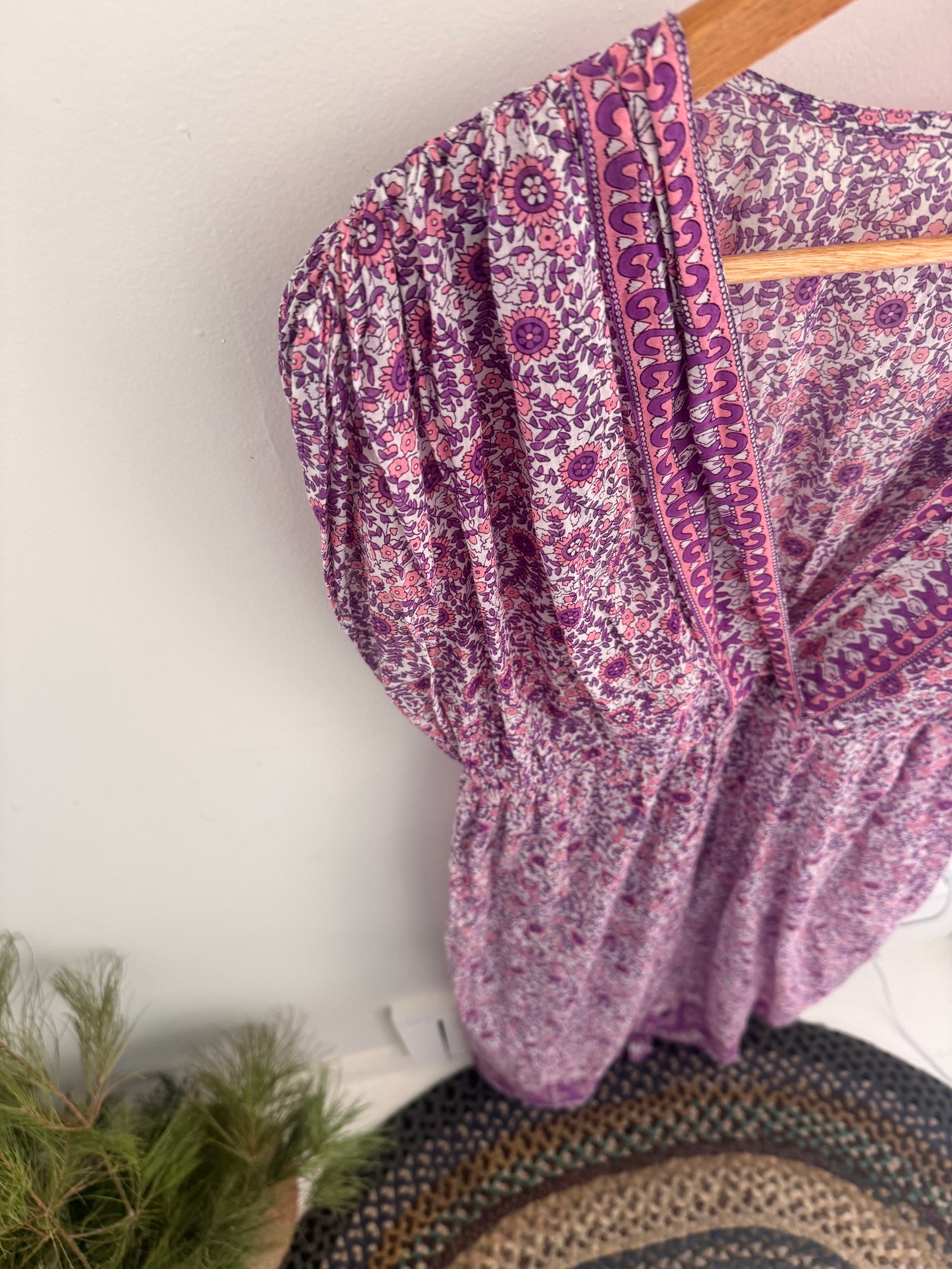 VTG Purple Block Print Jumpsuit - Made in India