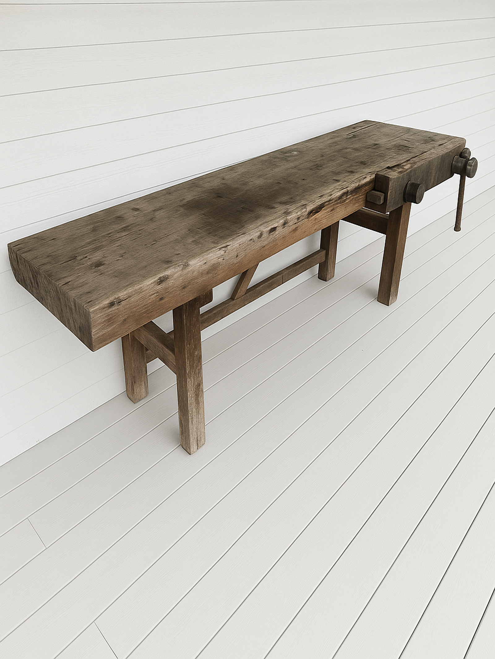 Vintage Tree Slab Workbench