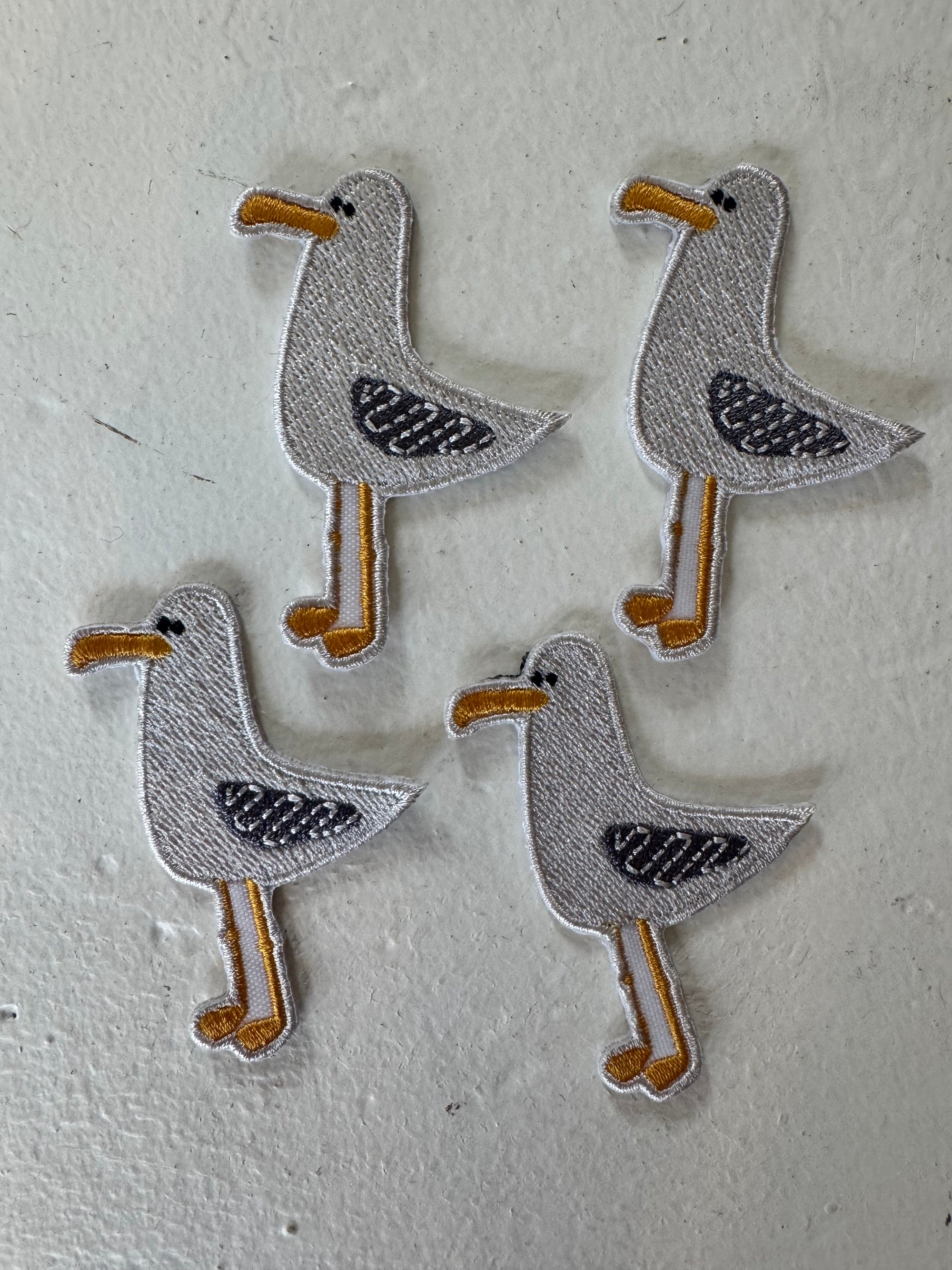 Seagull Embroidered Iron-On Patch Coastal Bird Design Beach