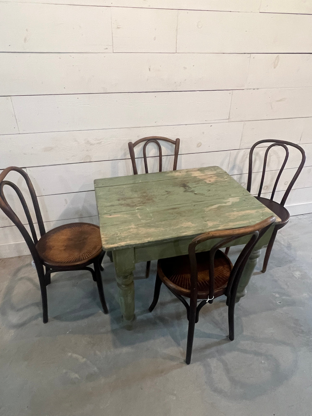 Antique Wood Table Green Paint