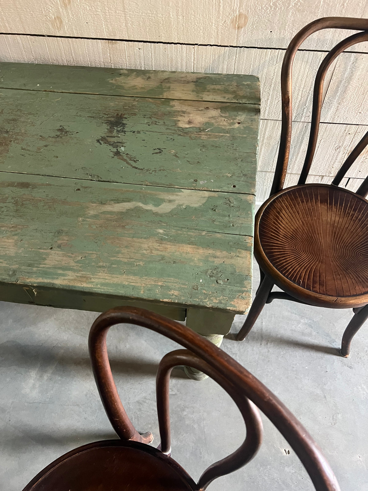 Antique Wood Table Green Paint