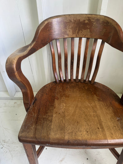 Vintage Walnut Banker Chair