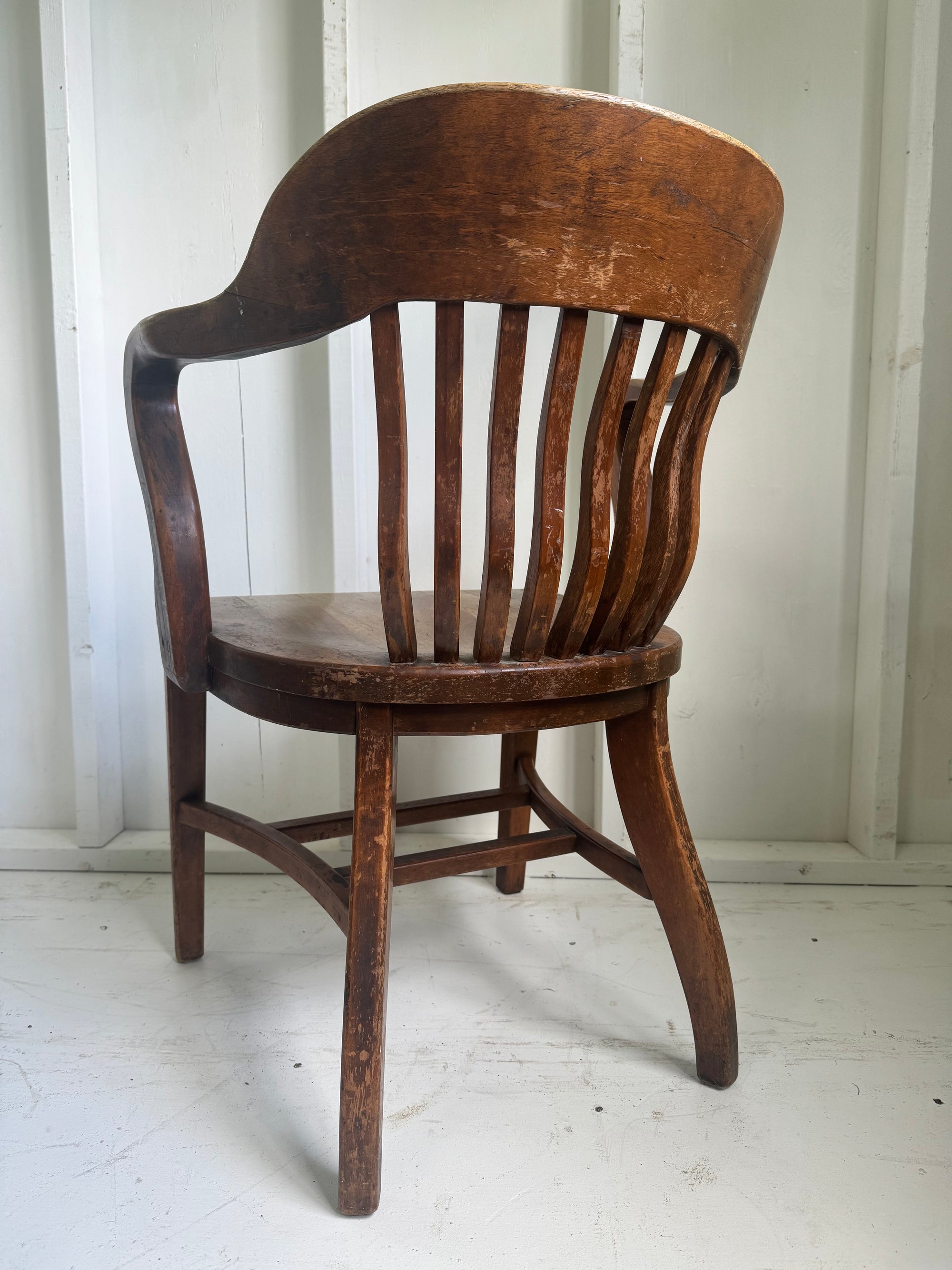 Vintage Walnut Banker Chair