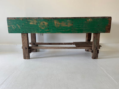 Vintage Industrial Workbench – Chippy Green Patina