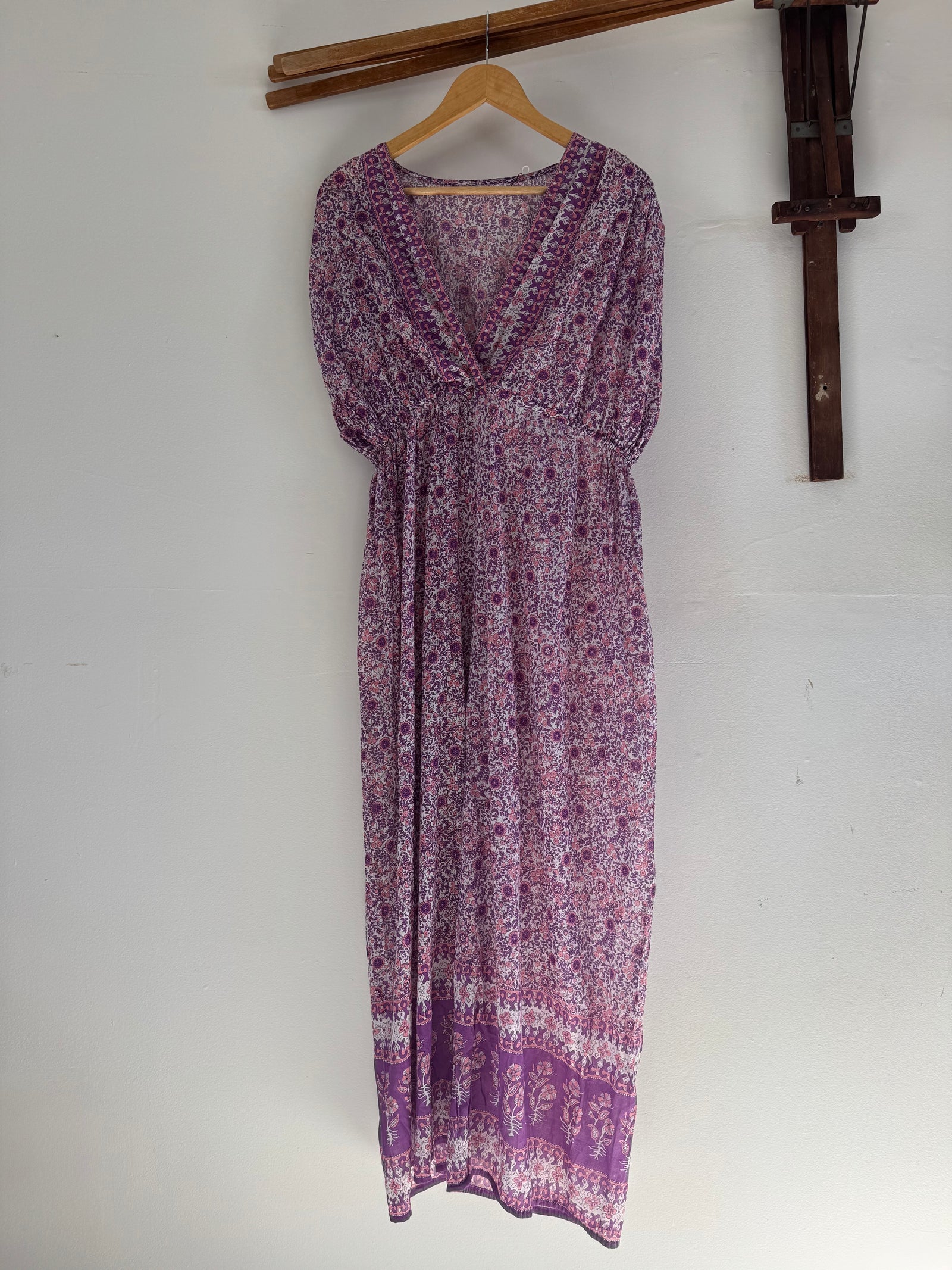 VTG Purple Block Print Jumpsuit - Made in India
