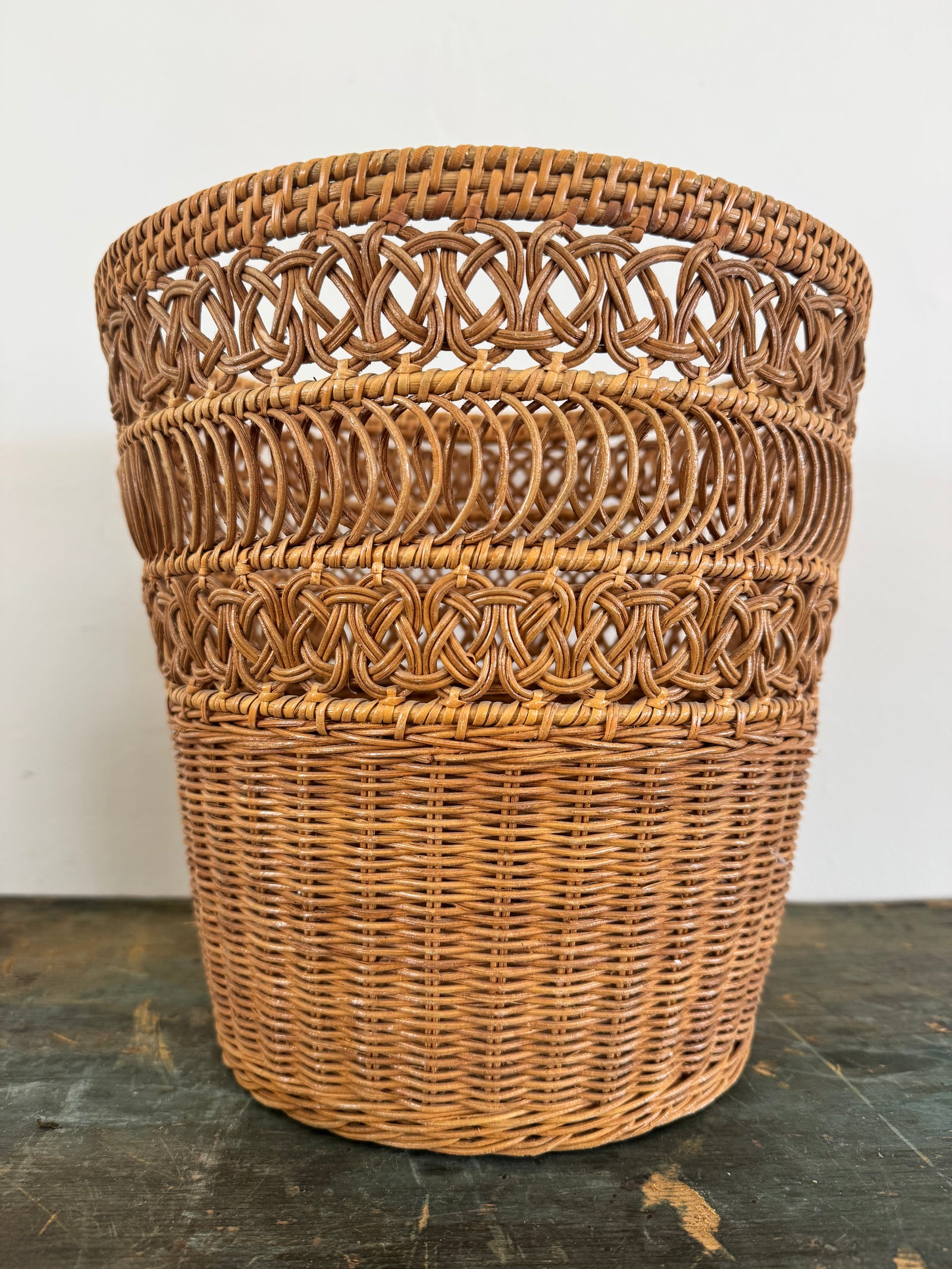 Vintage MCM Wicker Paper Basket