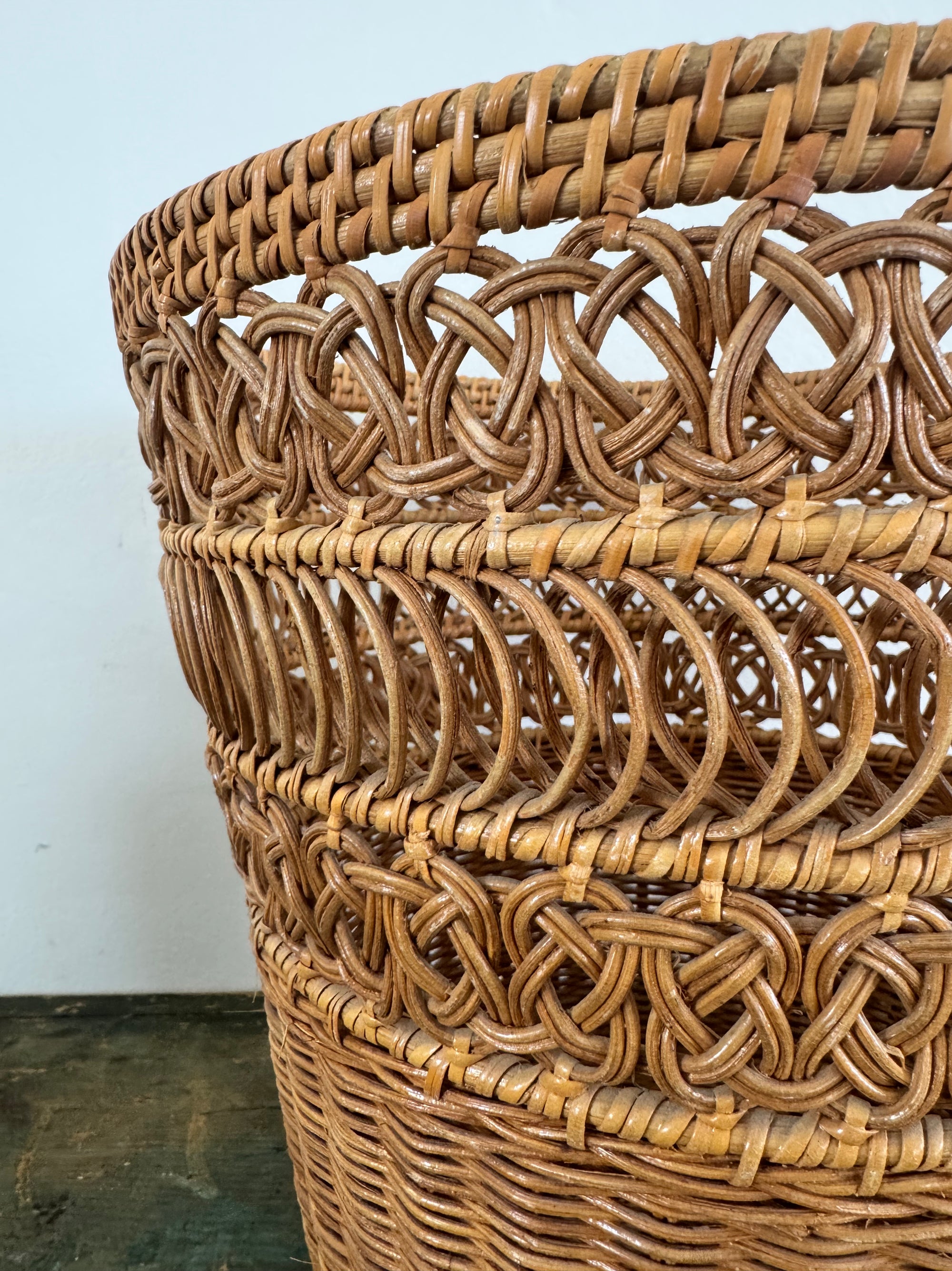 Vintage MCM Wicker Paper Basket
