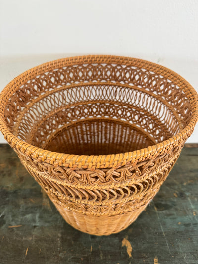 Vintage MCM Wicker Paper Basket