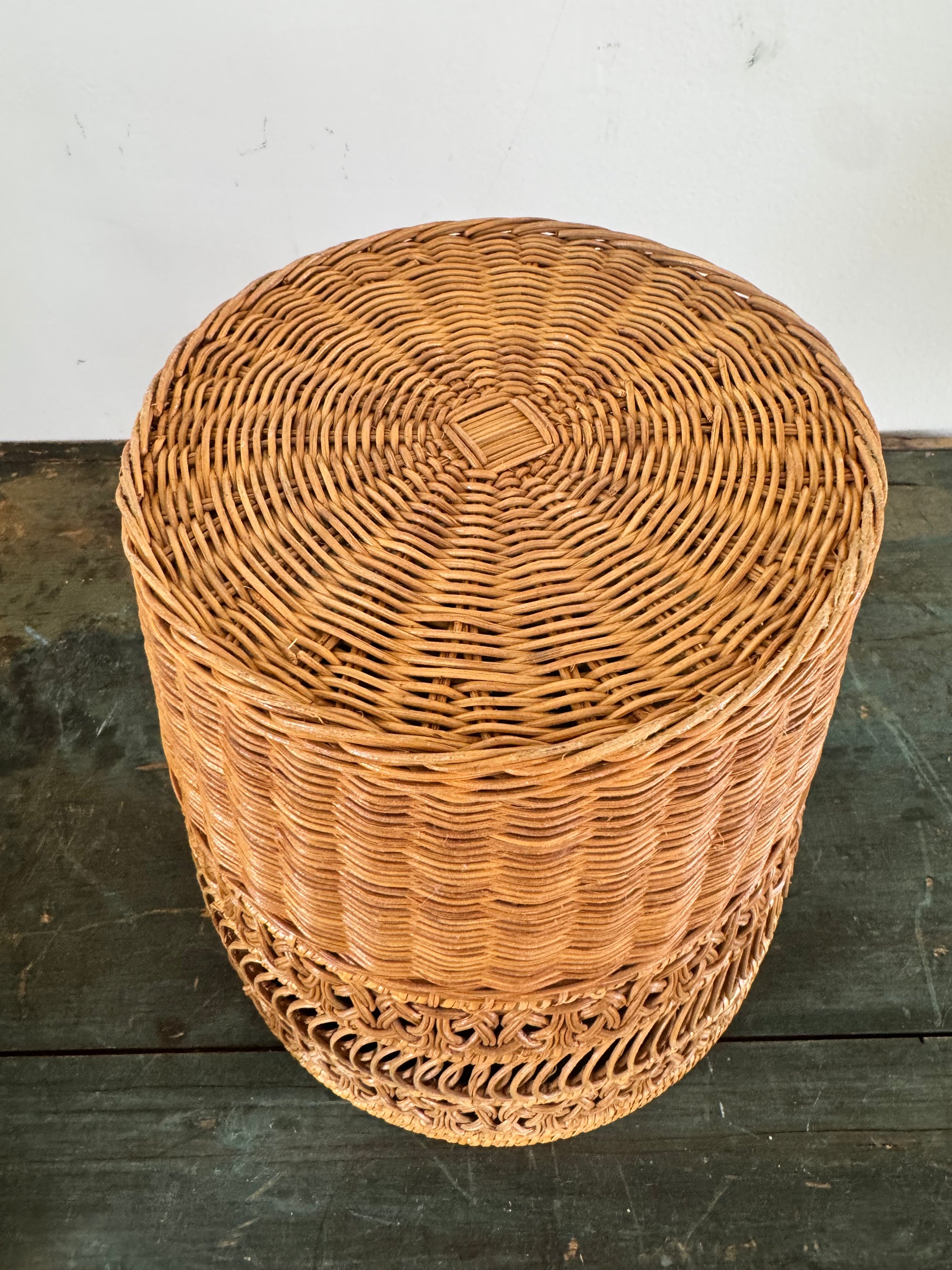 Vintage MCM Wicker Paper Basket