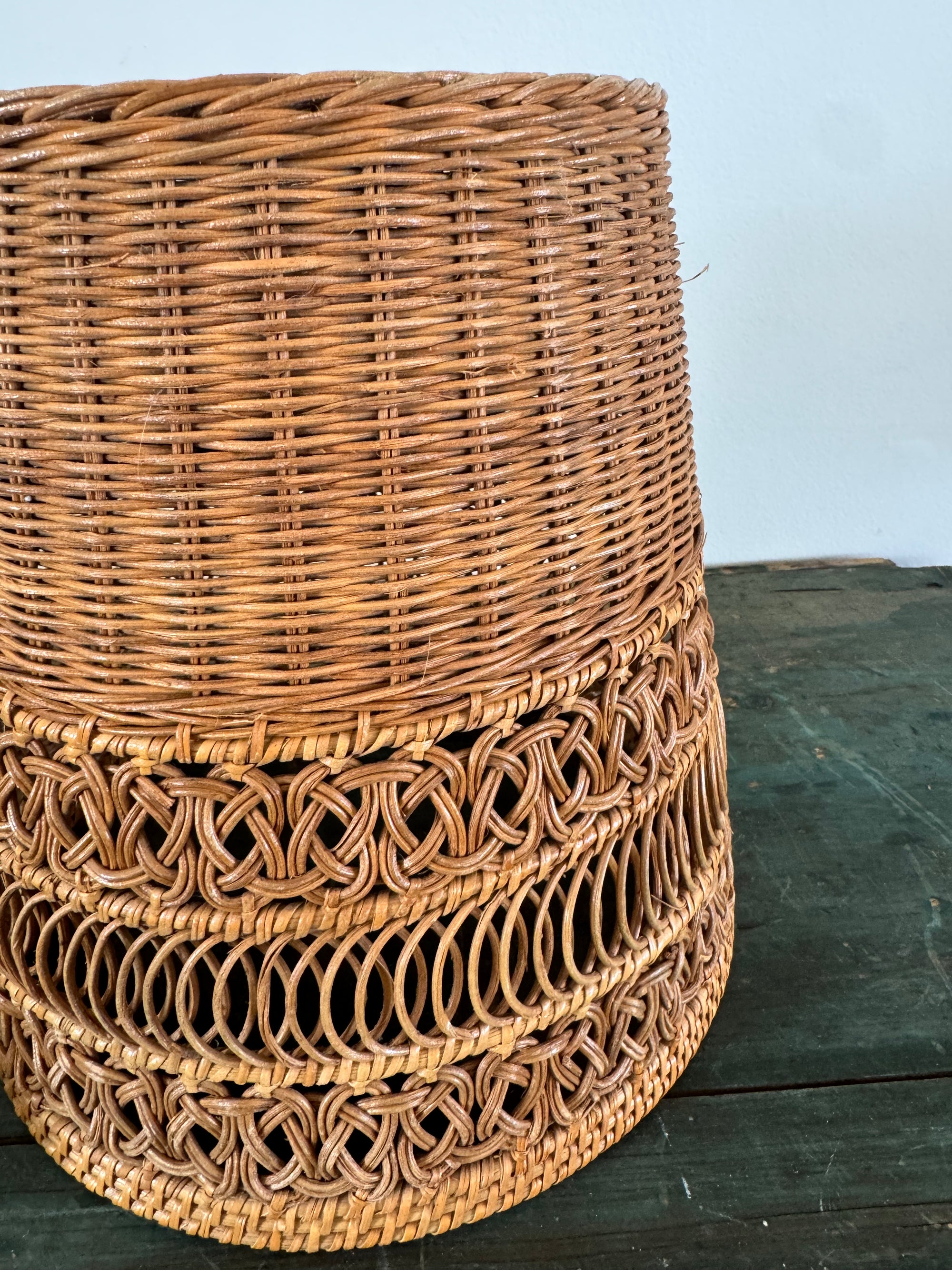Vintage MCM Wicker Paper Basket
