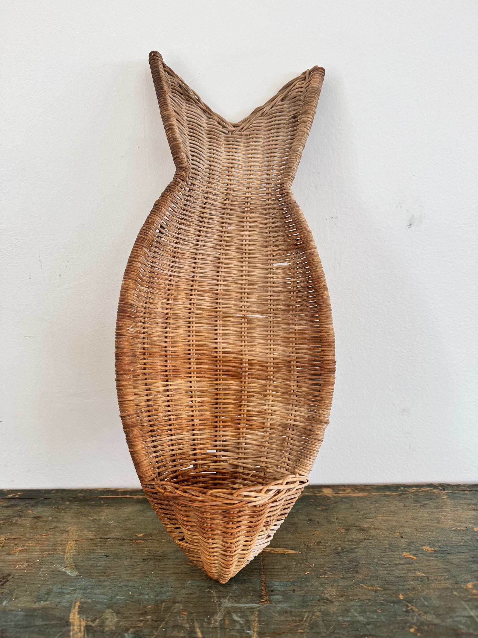 Vintage Fish Shaped Wicker Basket