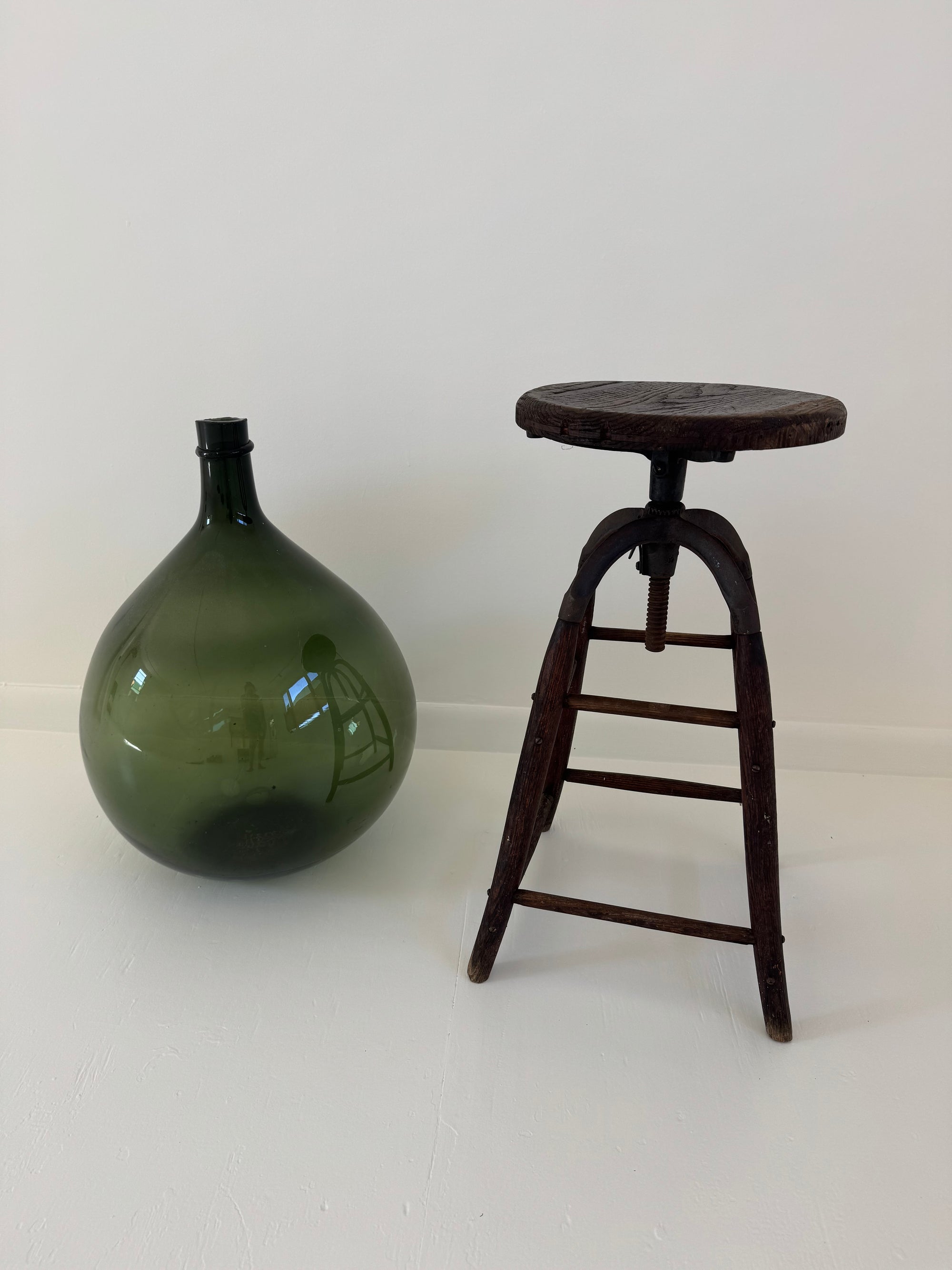 Vintage Wood Swivel Stool