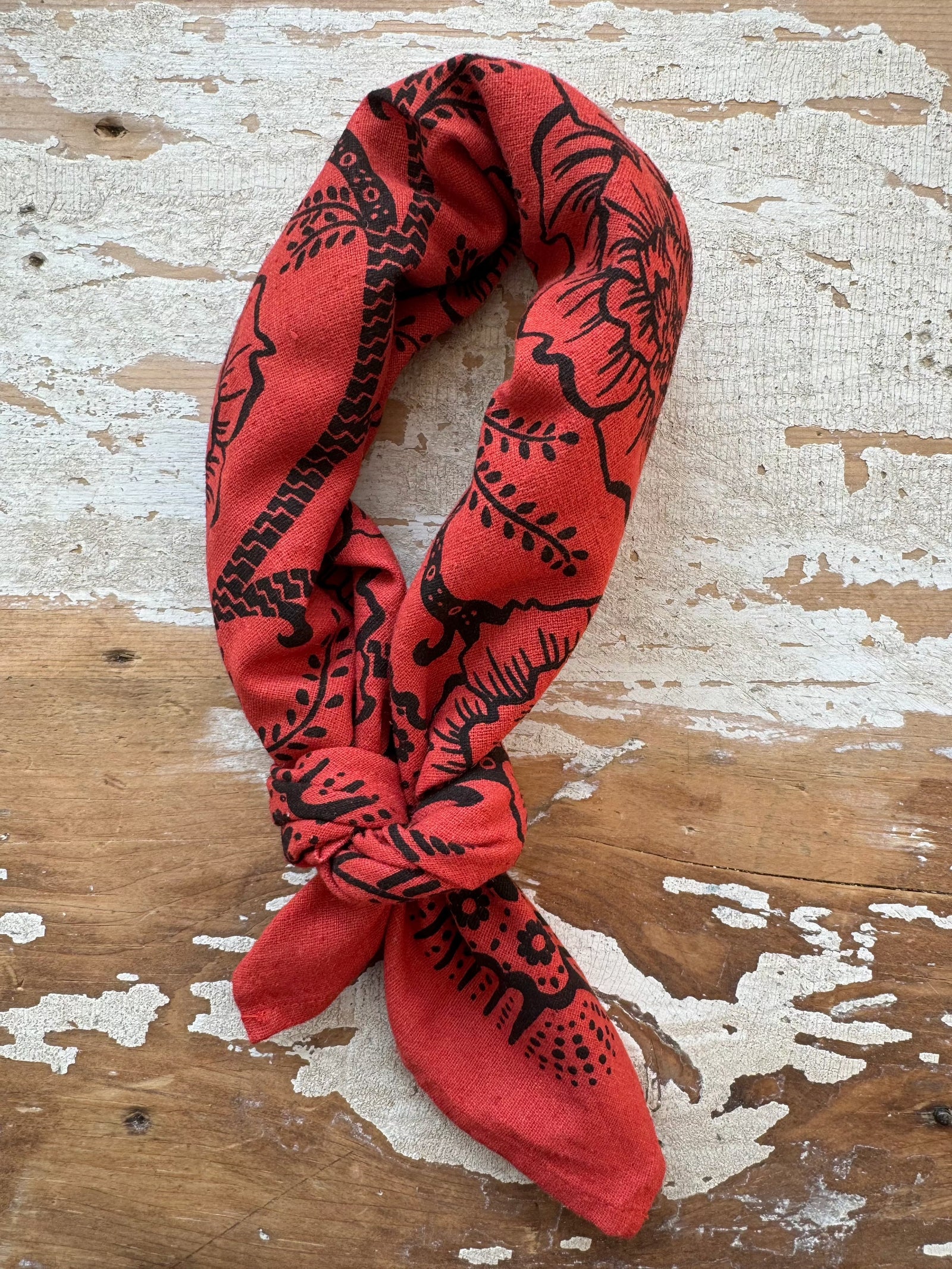 Natural Dye Silk Bandana - Madder