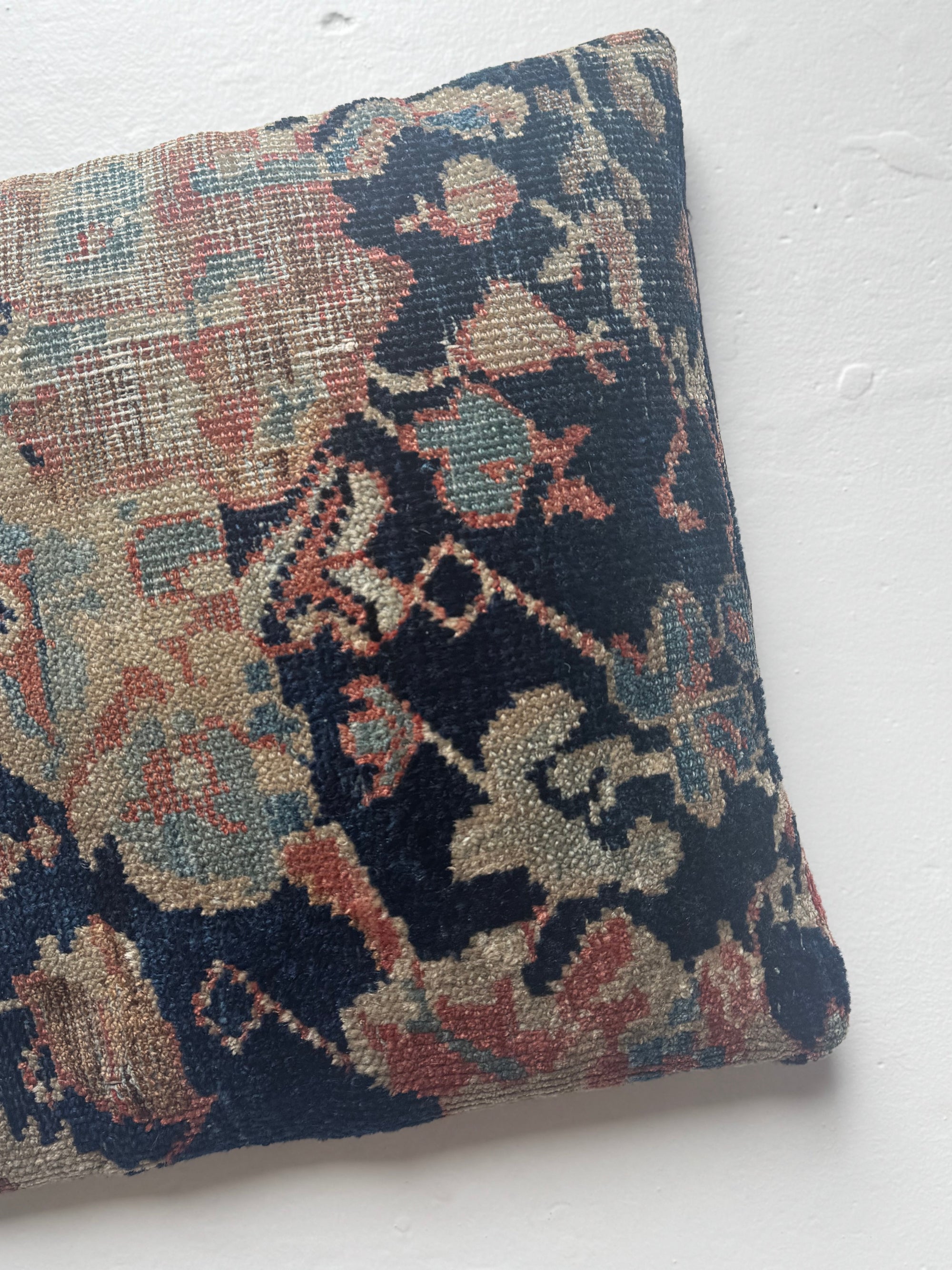 Vintage Rug Pillow - Navy Field