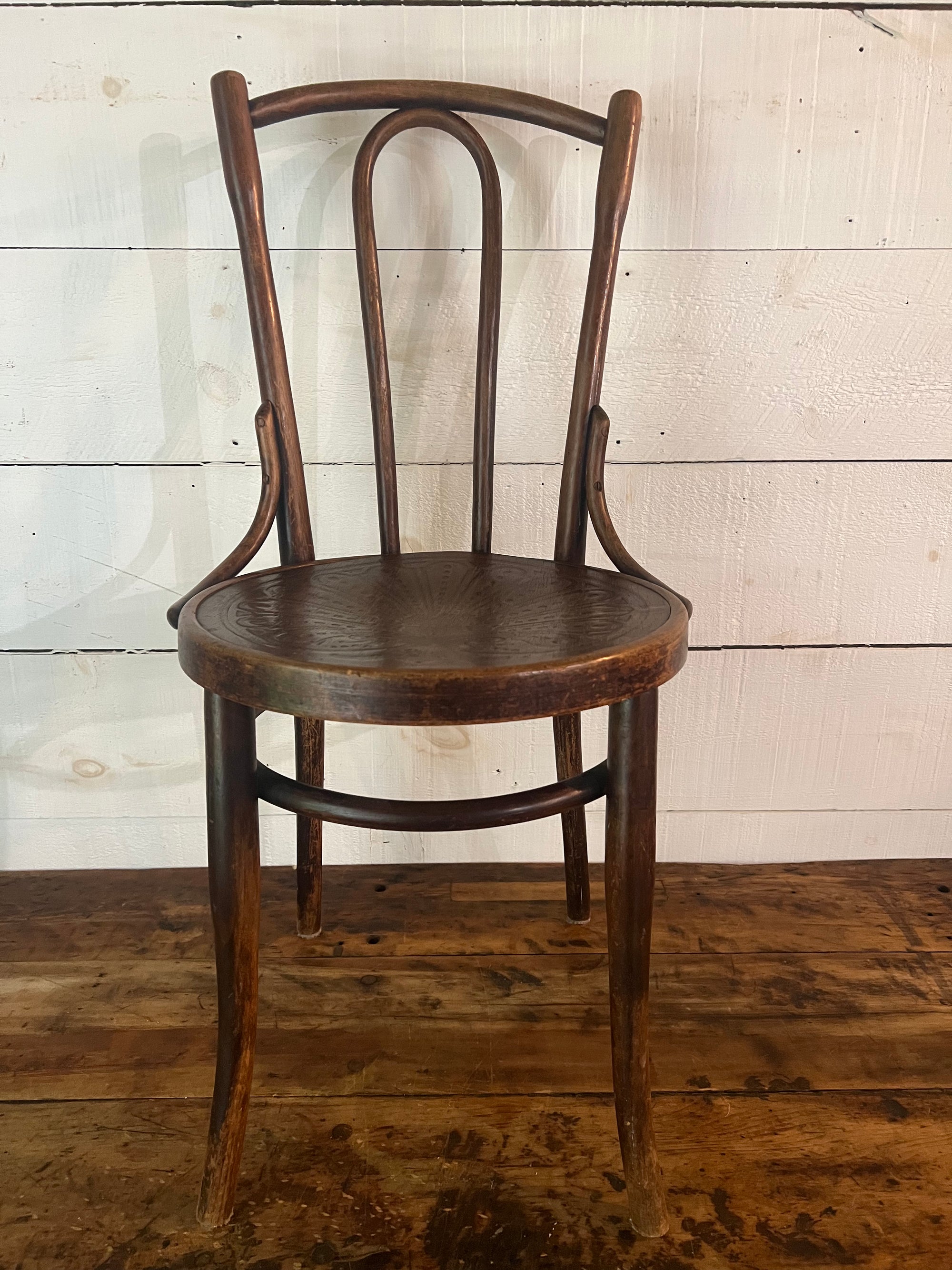 Vintage Thonet Style Bentwood Chair - Peacock Pattern