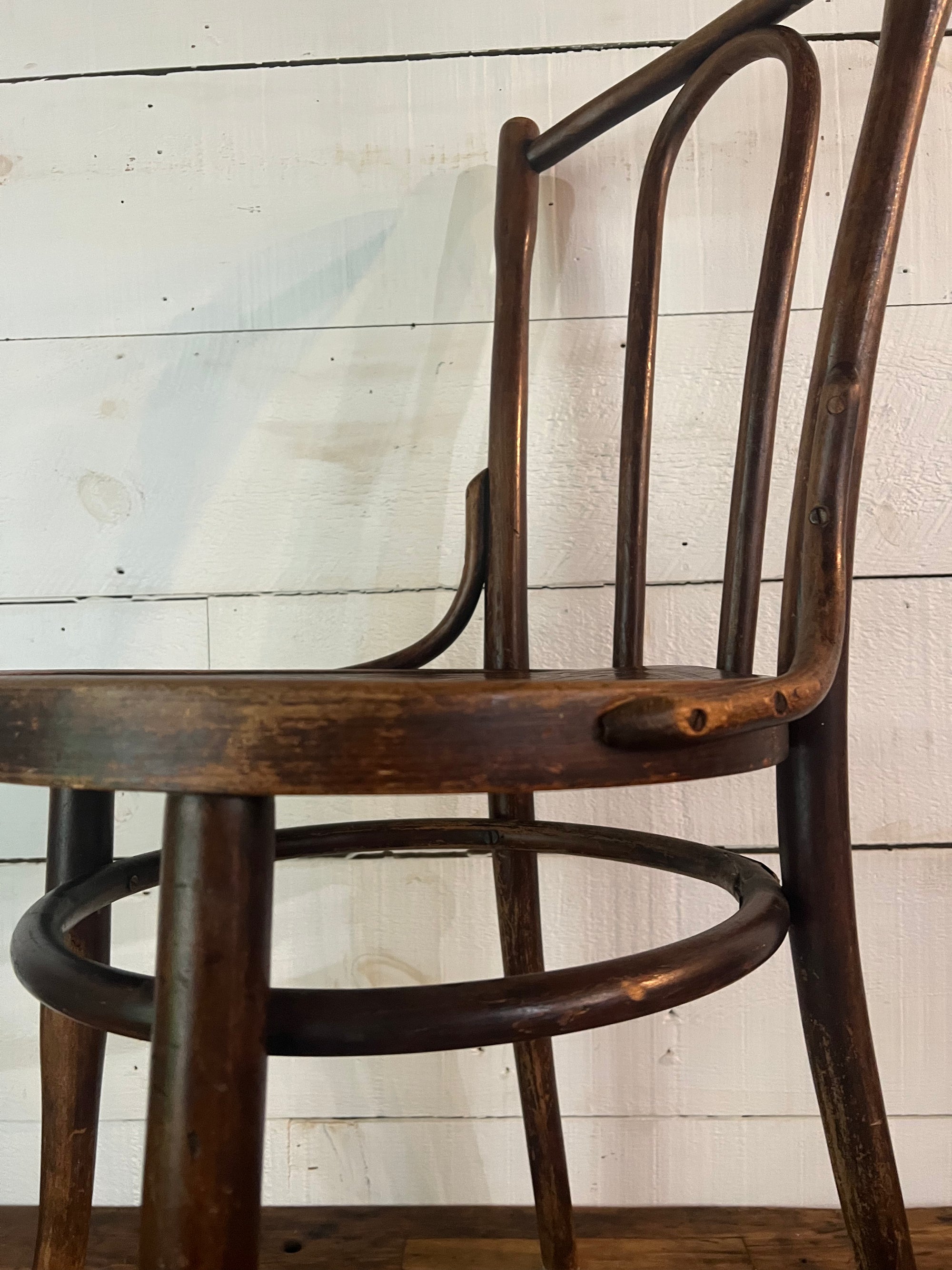 Vintage Thonet Style Bentwood Chair - Peacock Pattern