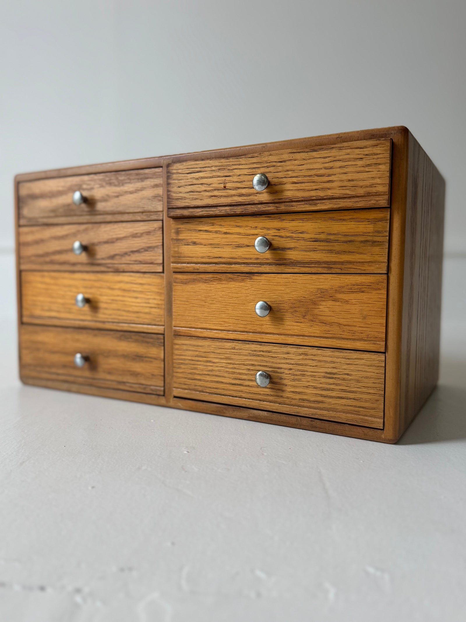 Vintage Oak Wood Trinket Organizer