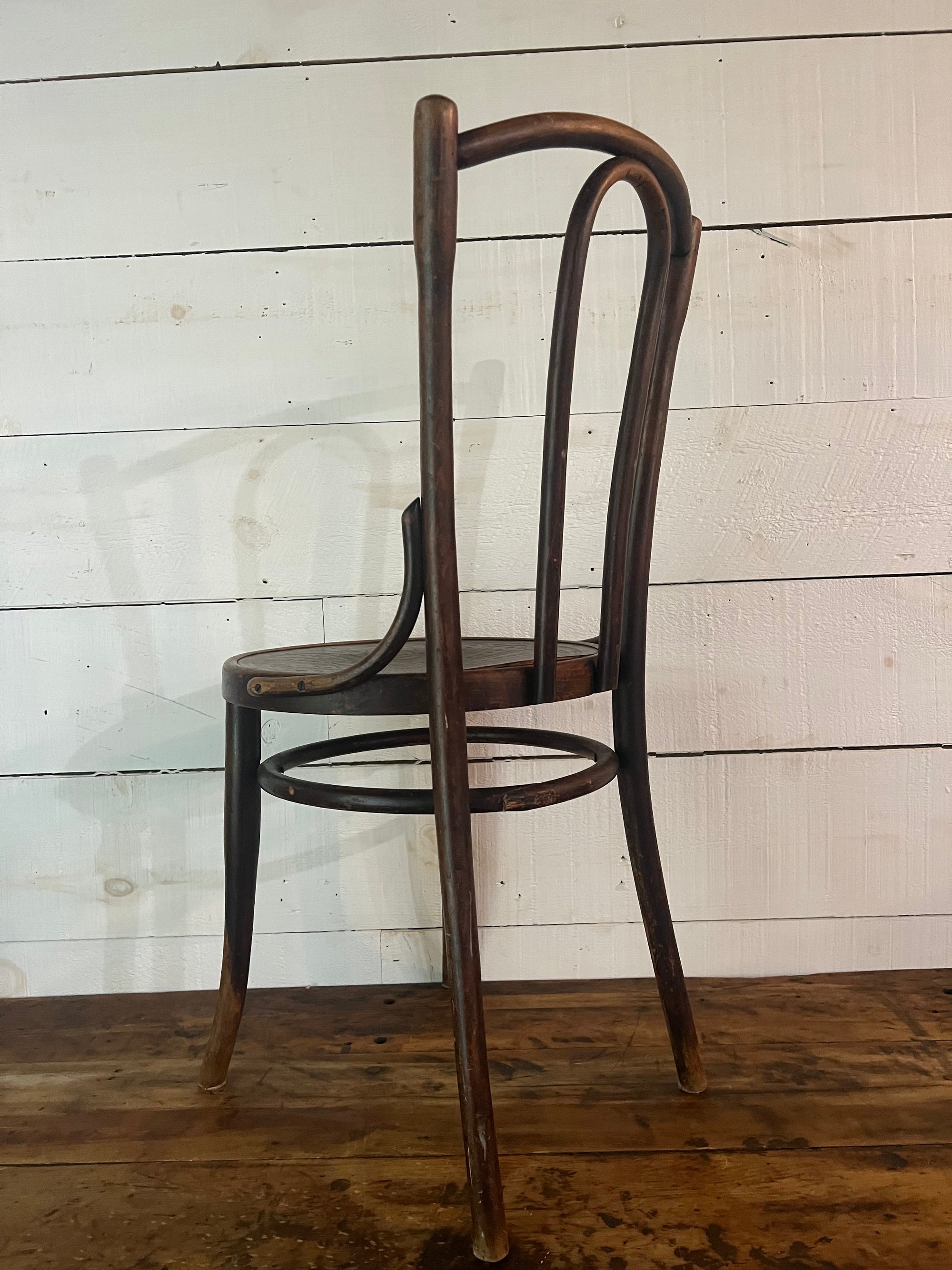 Vintage Thonet Style Bentwood Chair - Peacock Pattern