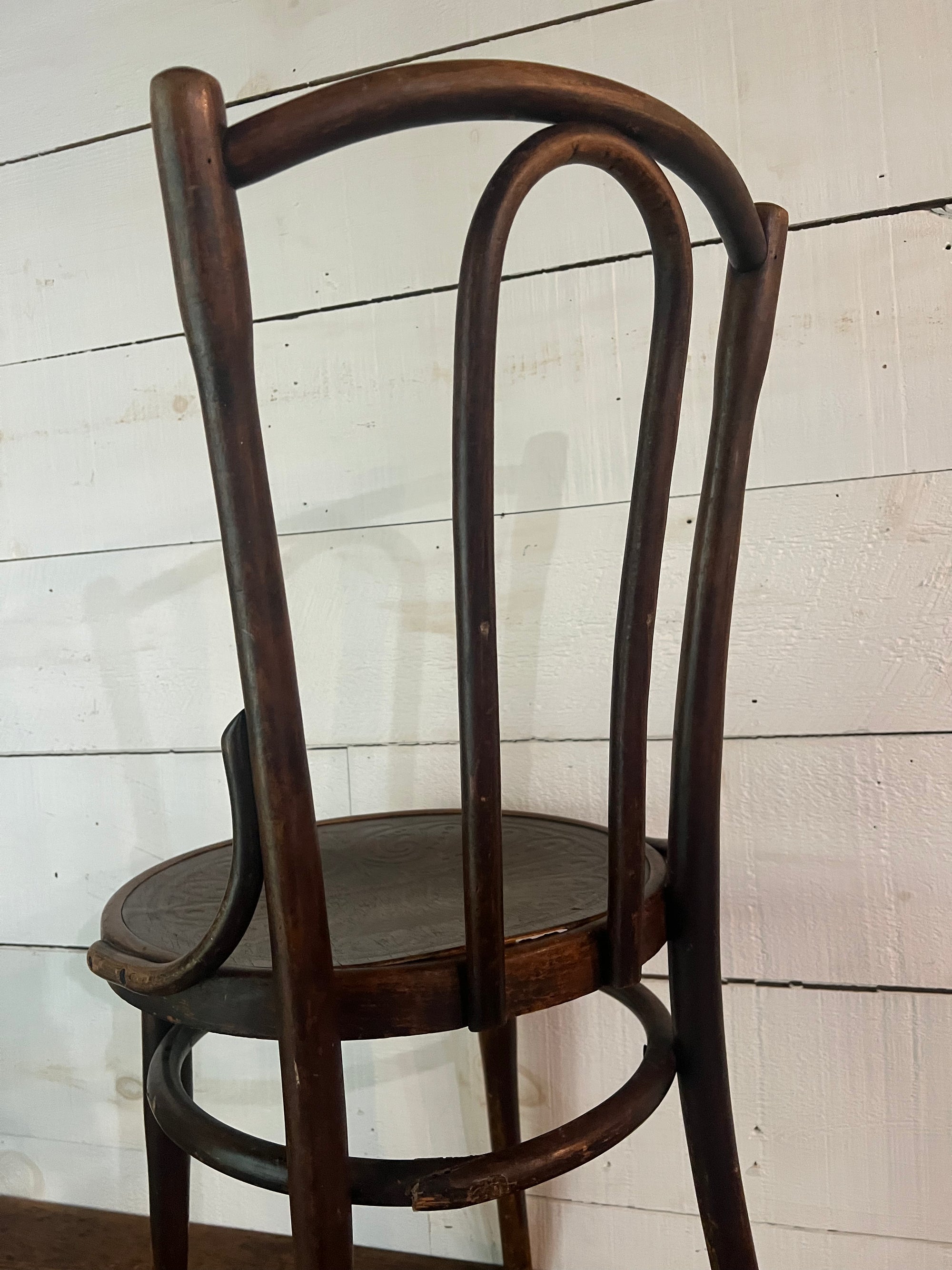 Vintage Thonet Style Bentwood Chair - Peacock Pattern