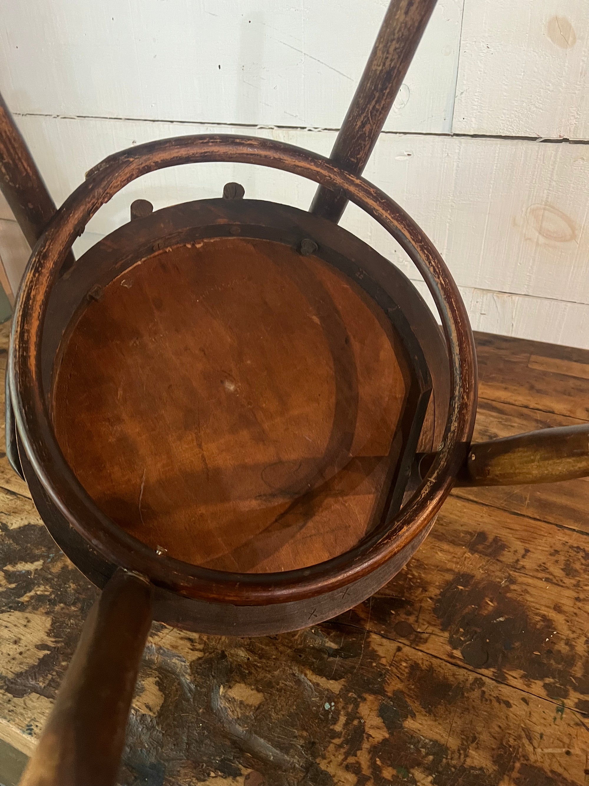 Vintage Thonet Style Bentwood Chair - Peacock Pattern