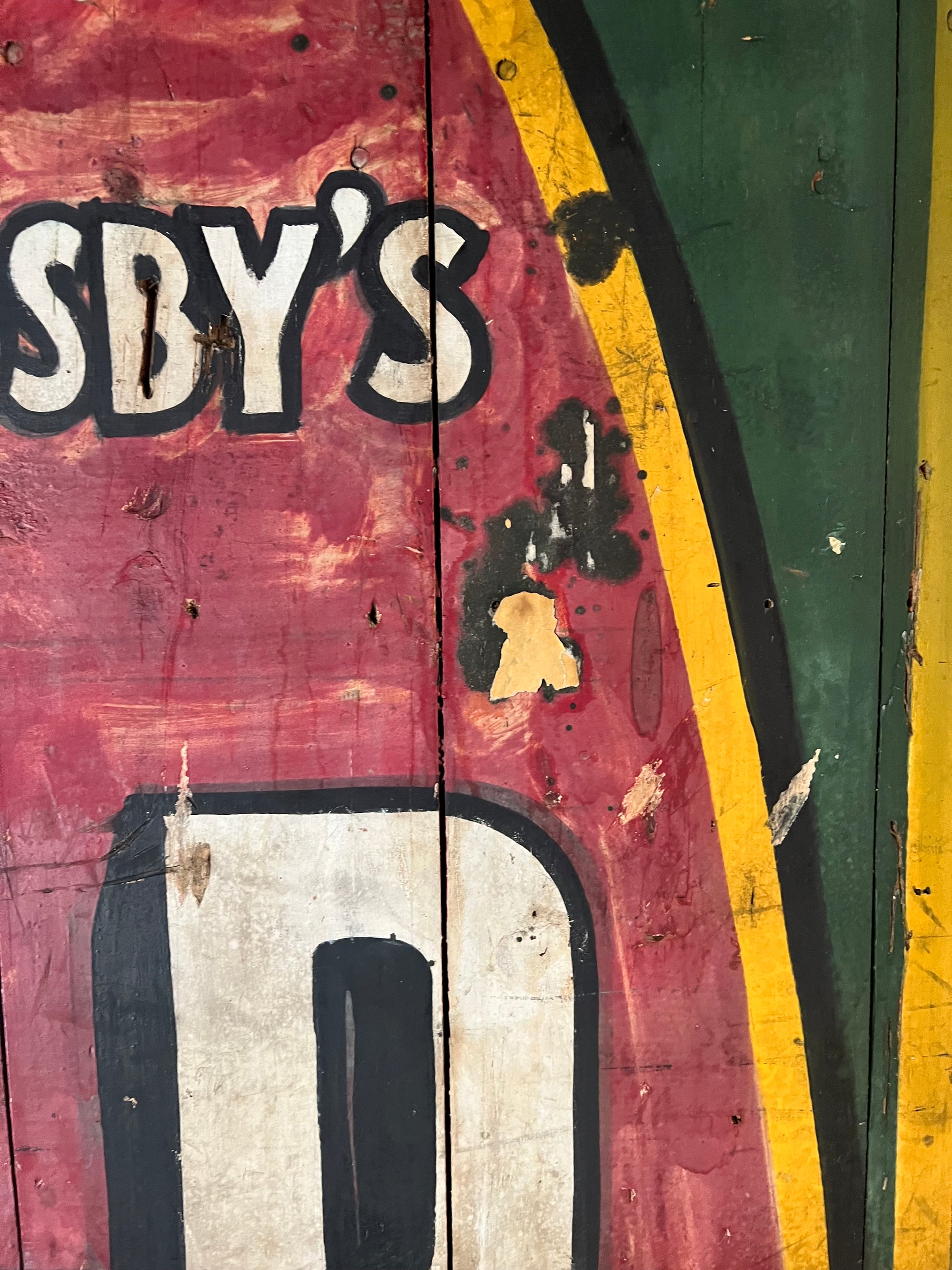 Salvaged Hand Painted Gold Metal Flour Sign