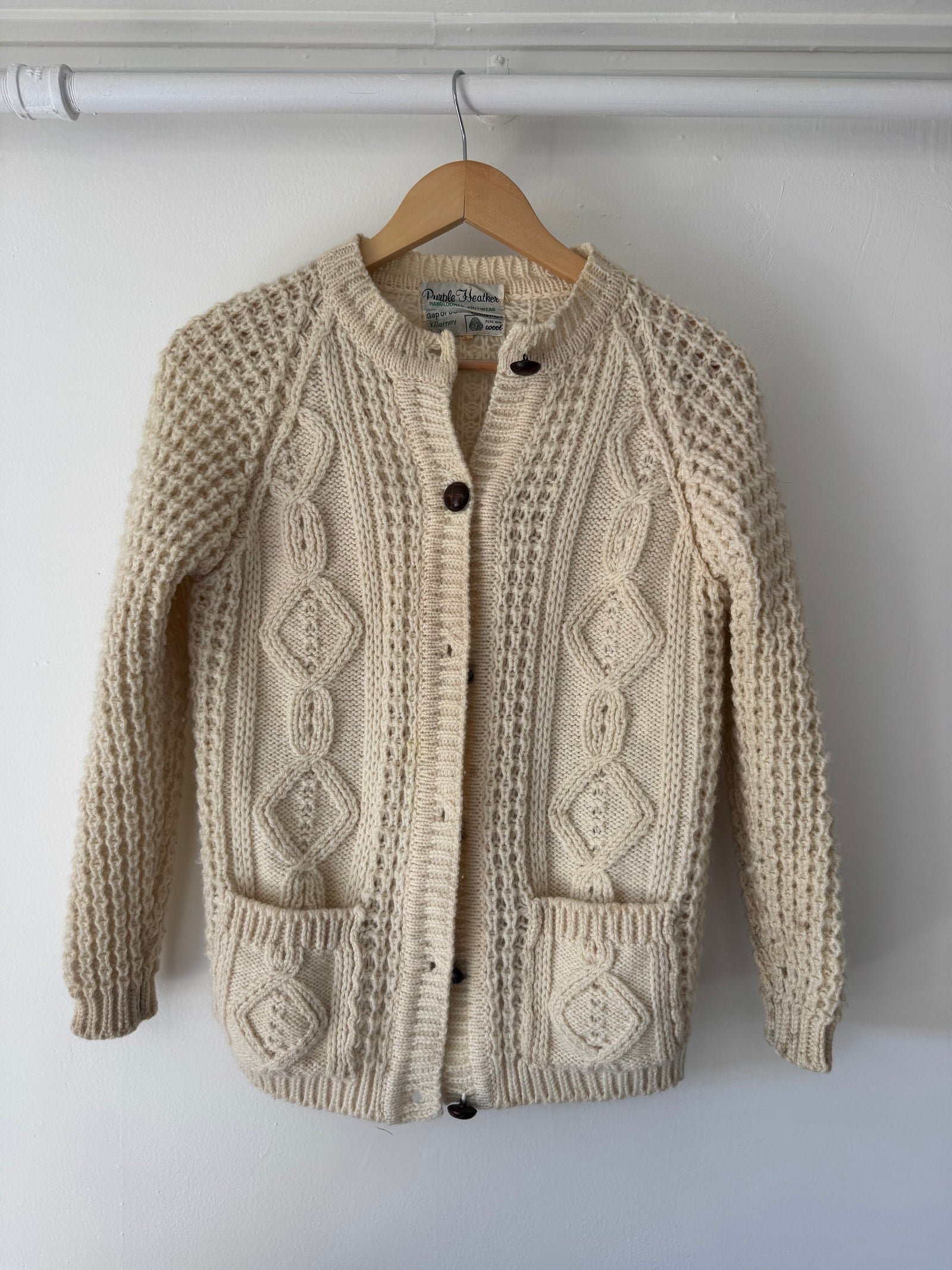 Vintage Wool Fishermen's Cardigan Sweater