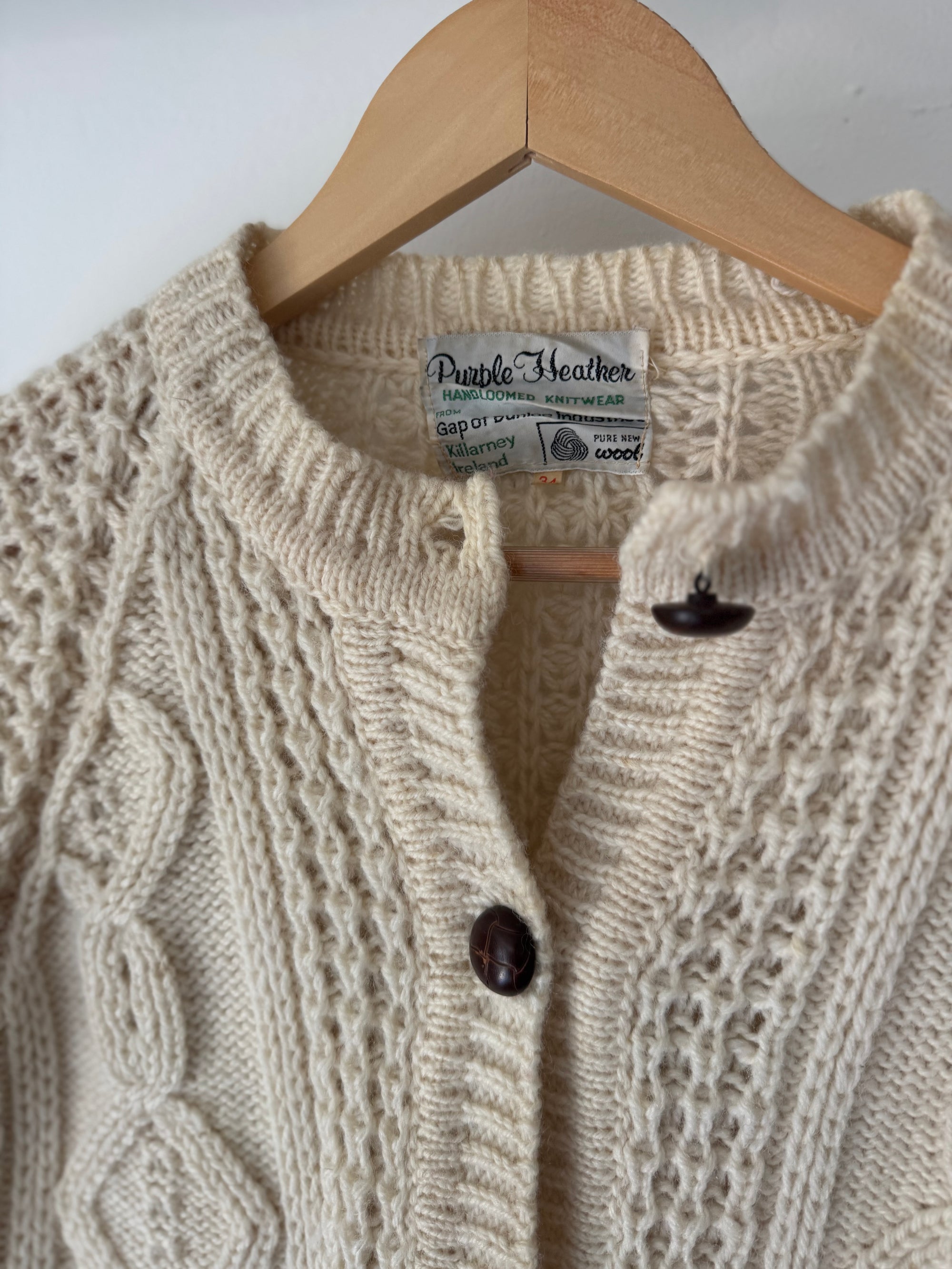Vintage Wool Fishermen's Cardigan Sweater