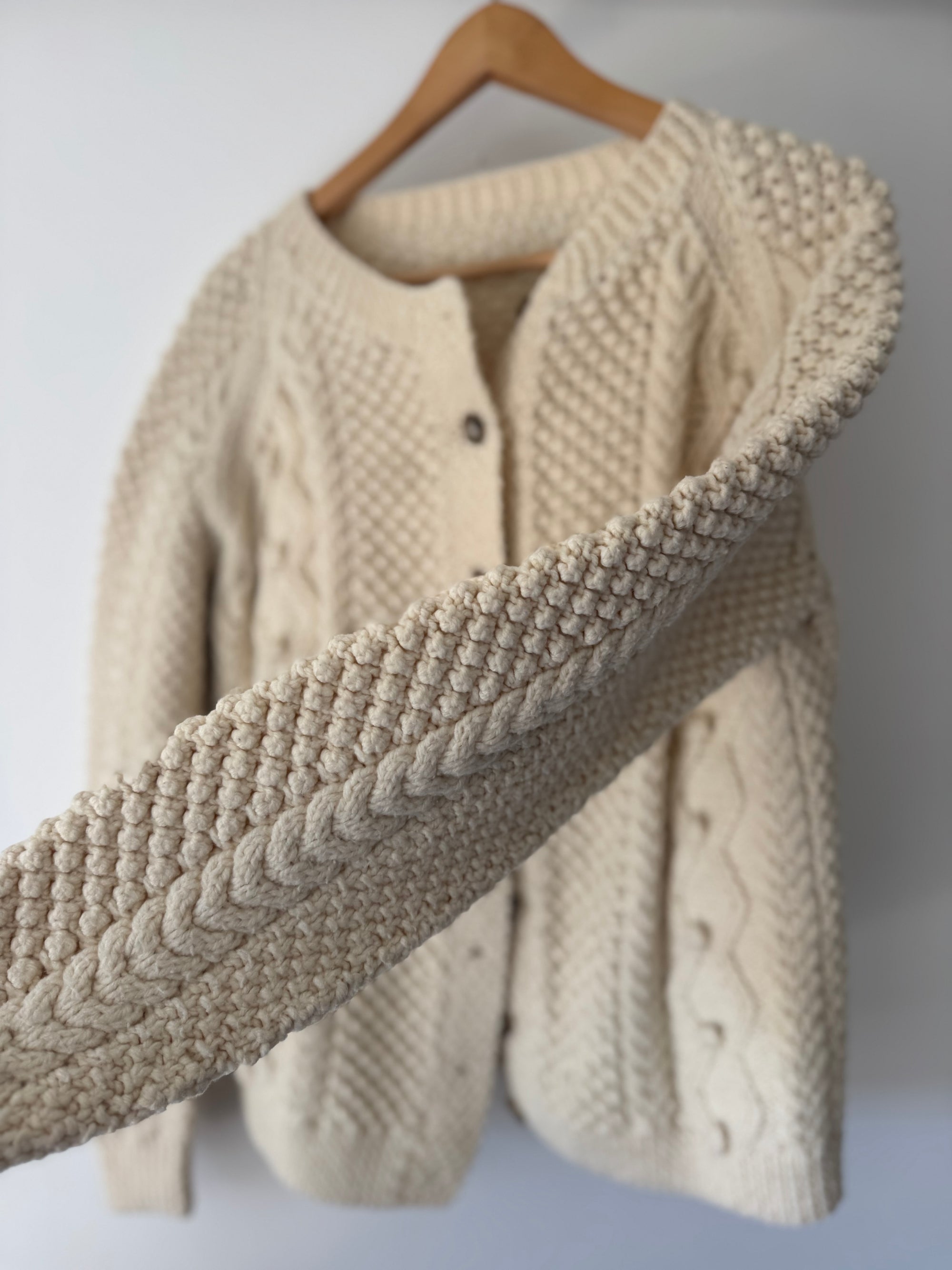 Vintage Wool Fishermen's Cardigan Sweater
