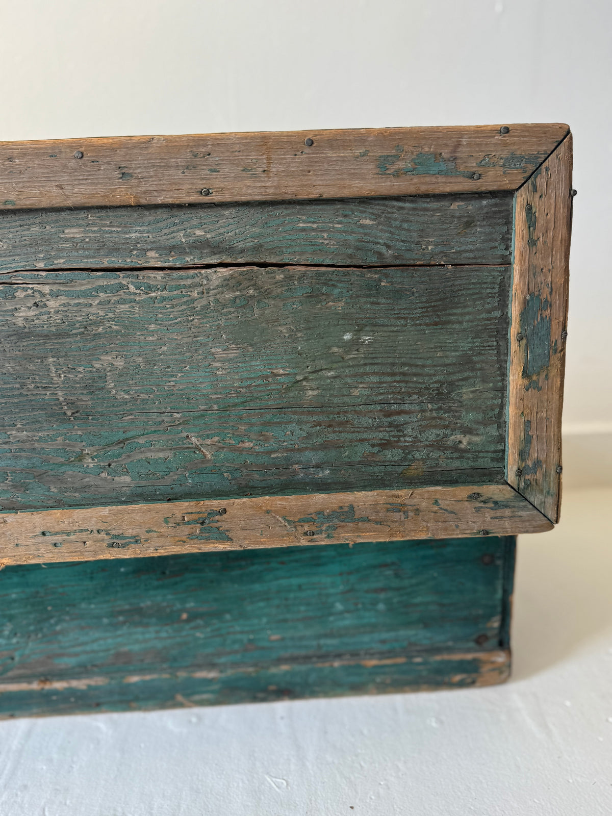Antique Wood Chest - Turquise