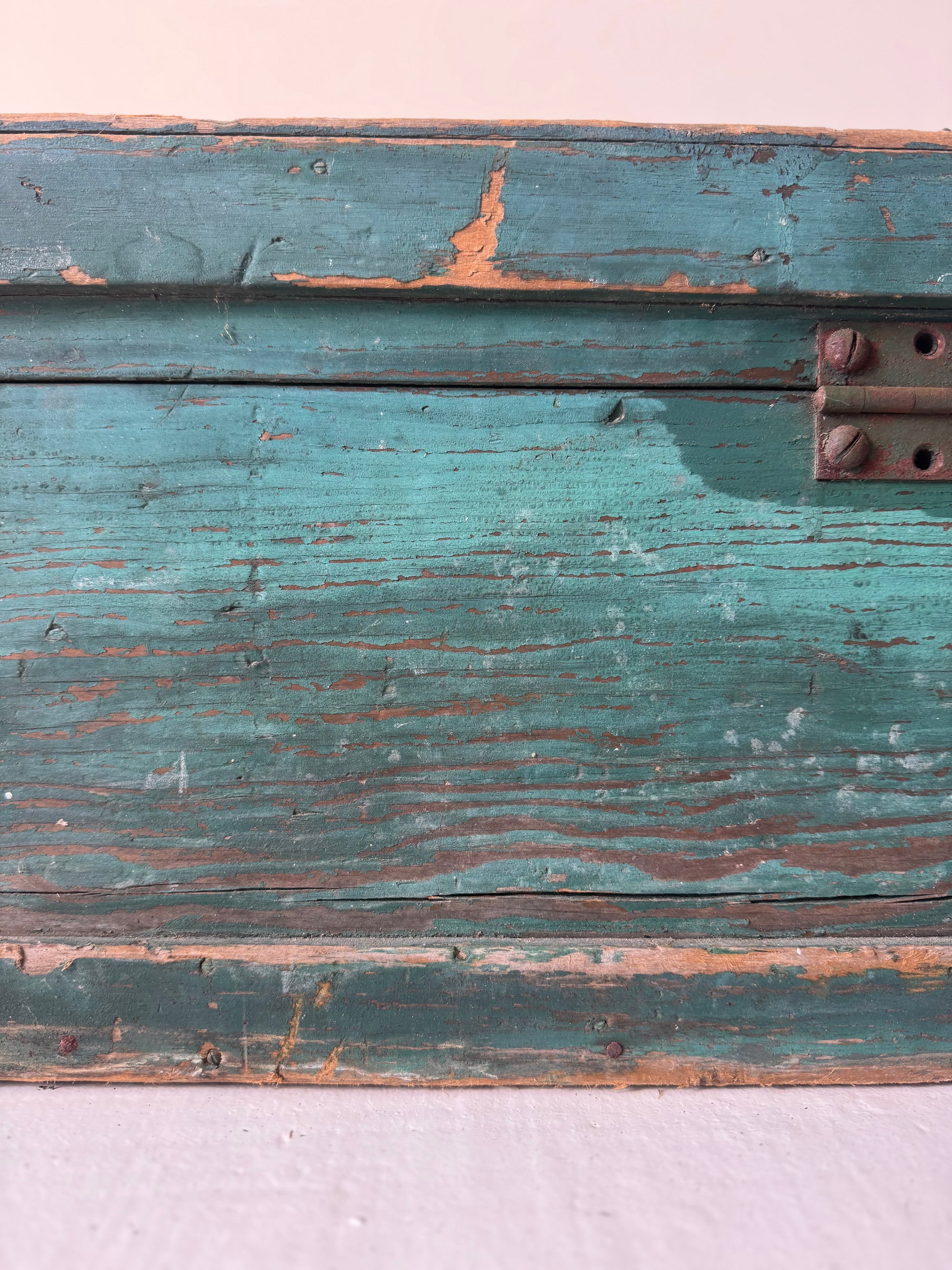 Antique Wood Chest - Turquise