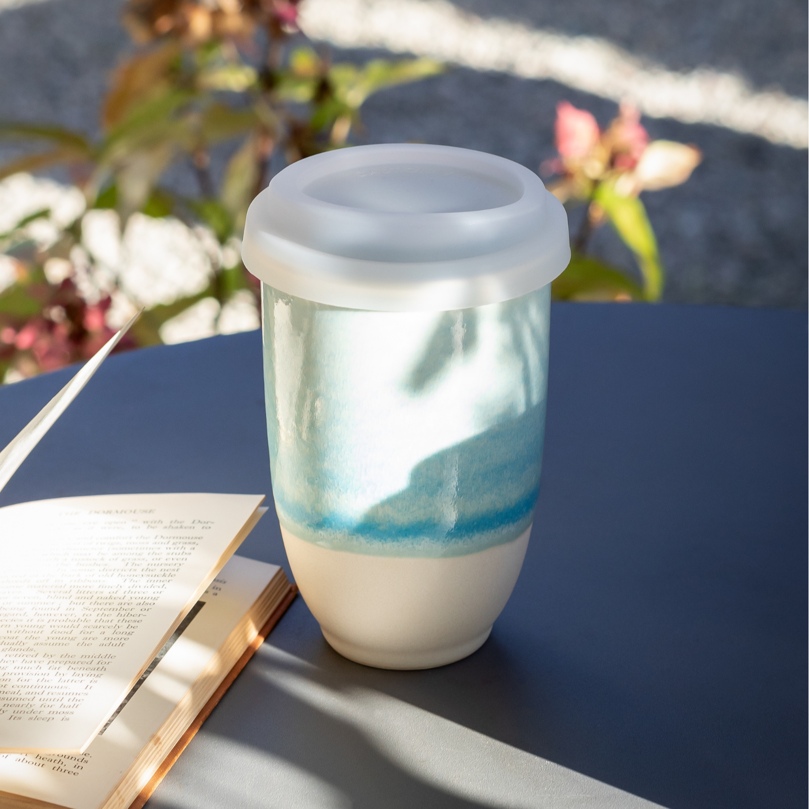 Lagoon Ceramic Coffee Cup – 12oz with Lid & Sleeve