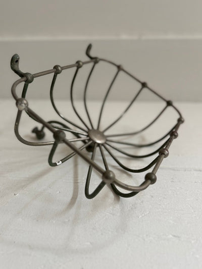 Antique 1920s Wall Mount Sponge Holder - Diamonds & Rust