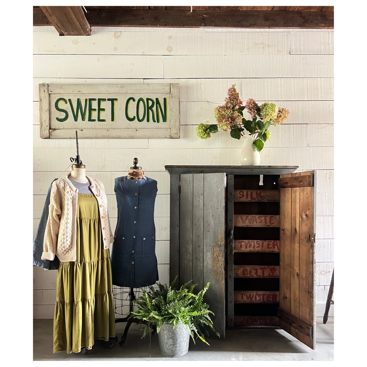 Antique Americana Farmhouse Cupboard - Diamonds & Rust