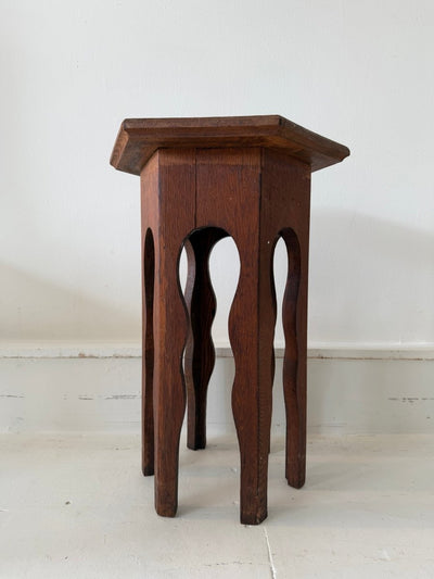 Antique Arts & Crafts Oak Side Table - Diamonds & Rust