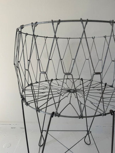 Antique Collapsible Laundry Hamper 22" - Diamonds & Rust