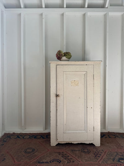 Antique Early 1900s Cabinet - Painted White - Diamonds & Rust