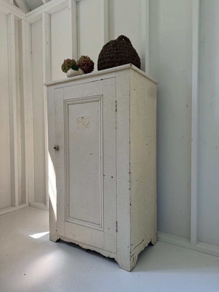 Antique Early 1900s Cabinet - Painted White - Diamonds & Rust