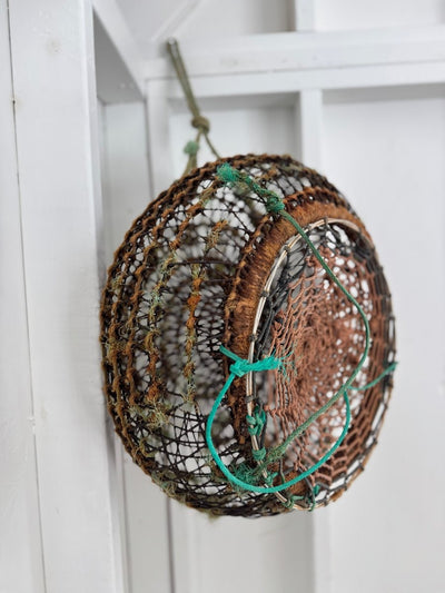 Antique French Wire Fish Trap Basket - Diamonds & Rust