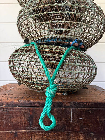 Antique French Wire Fish Trap Basket - Diamonds & Rust