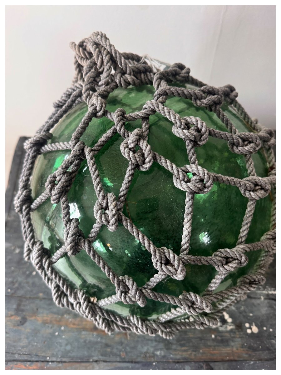 Antique Glass Rope Knots - Dark Green - Diamonds & Rust