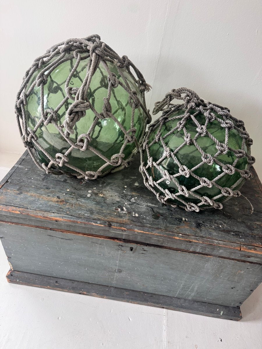Antique Glass Rope Knots - Dark Green - Diamonds & Rust
