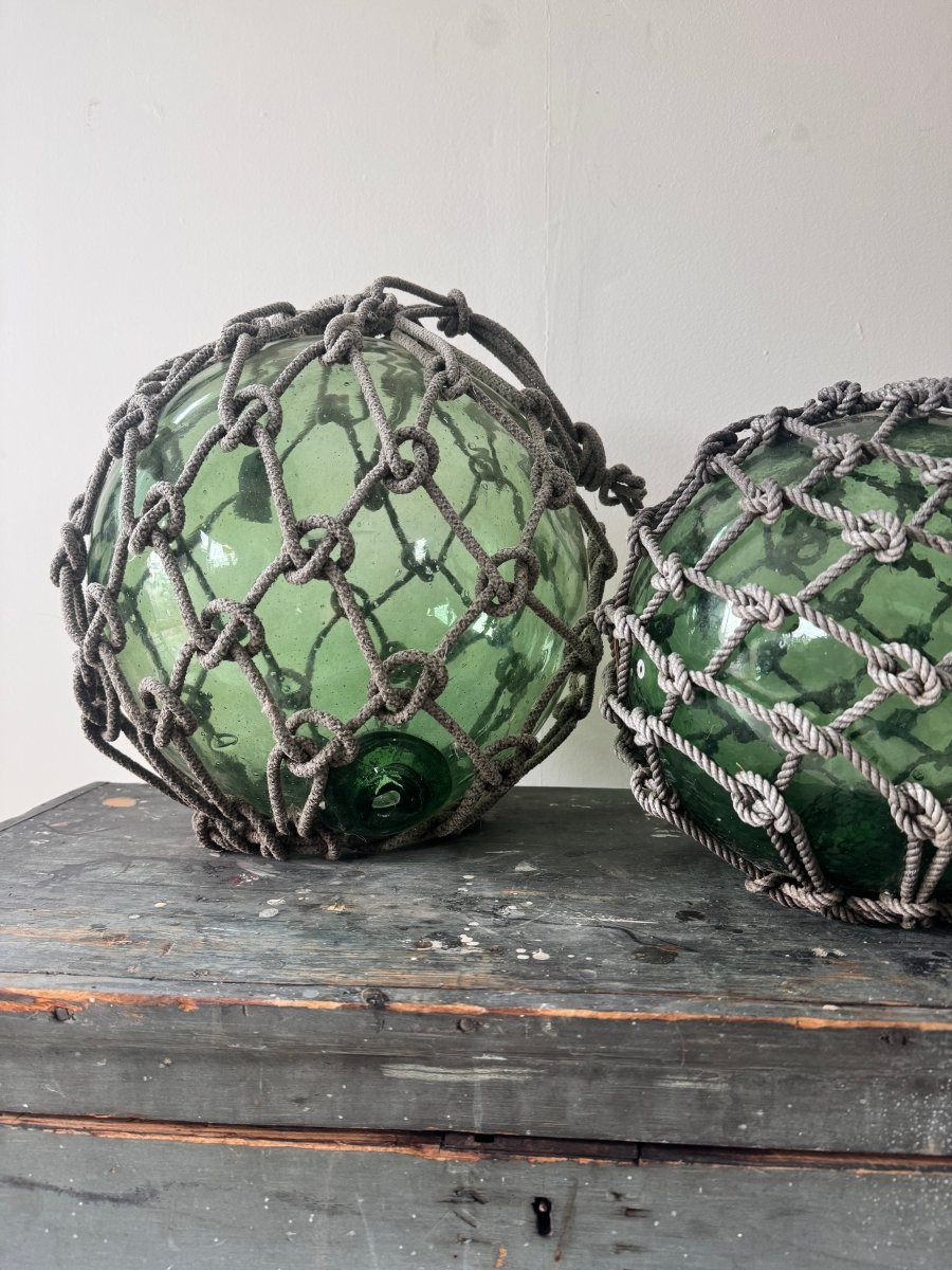 Antique Glass Rope Knots - Dark Green - Diamonds & Rust