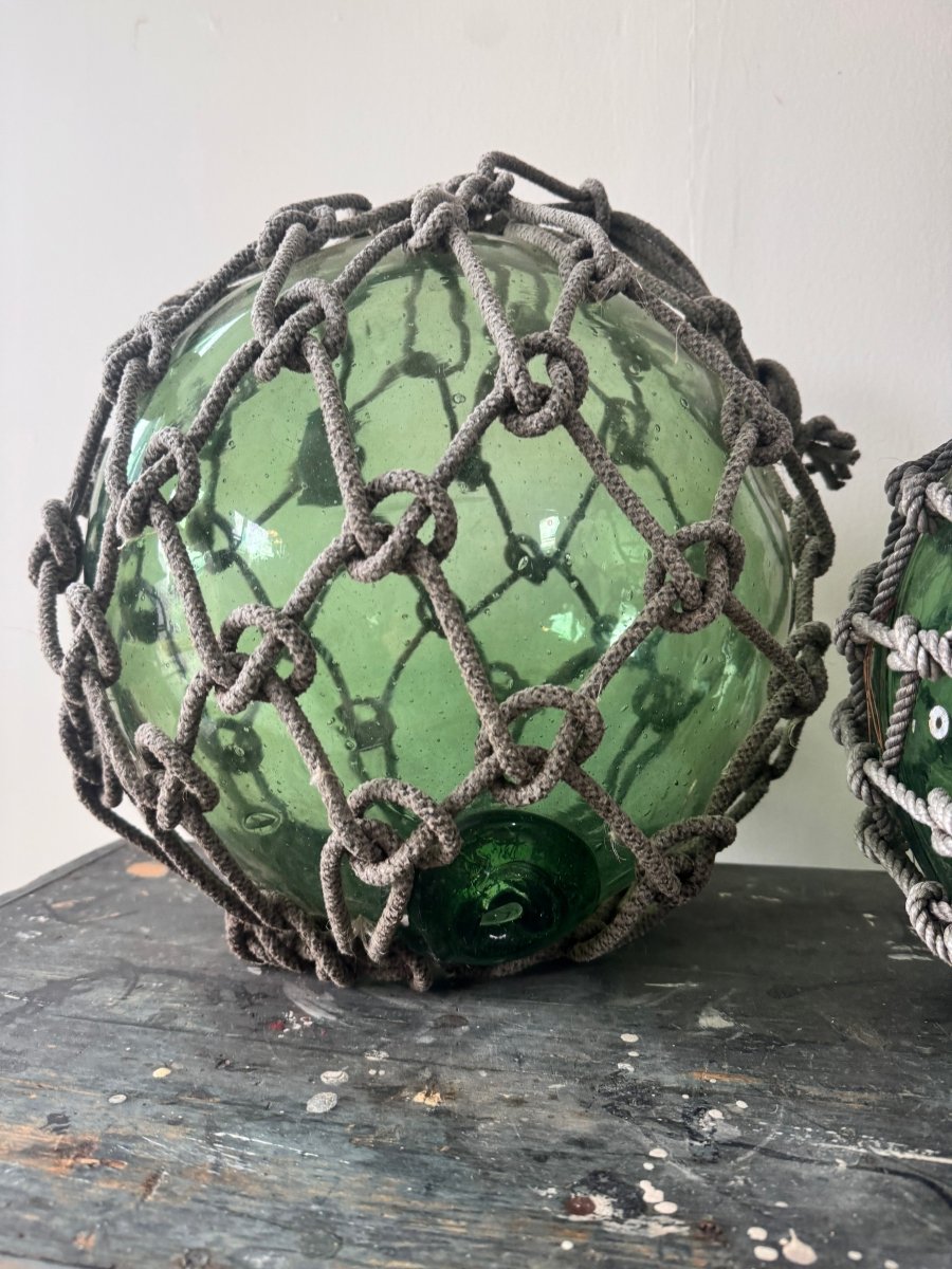 Antique Glass Rope Knots - Light Green - Diamonds & Rust