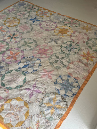 Antique Handmade Quilt - Diamonds & Rust